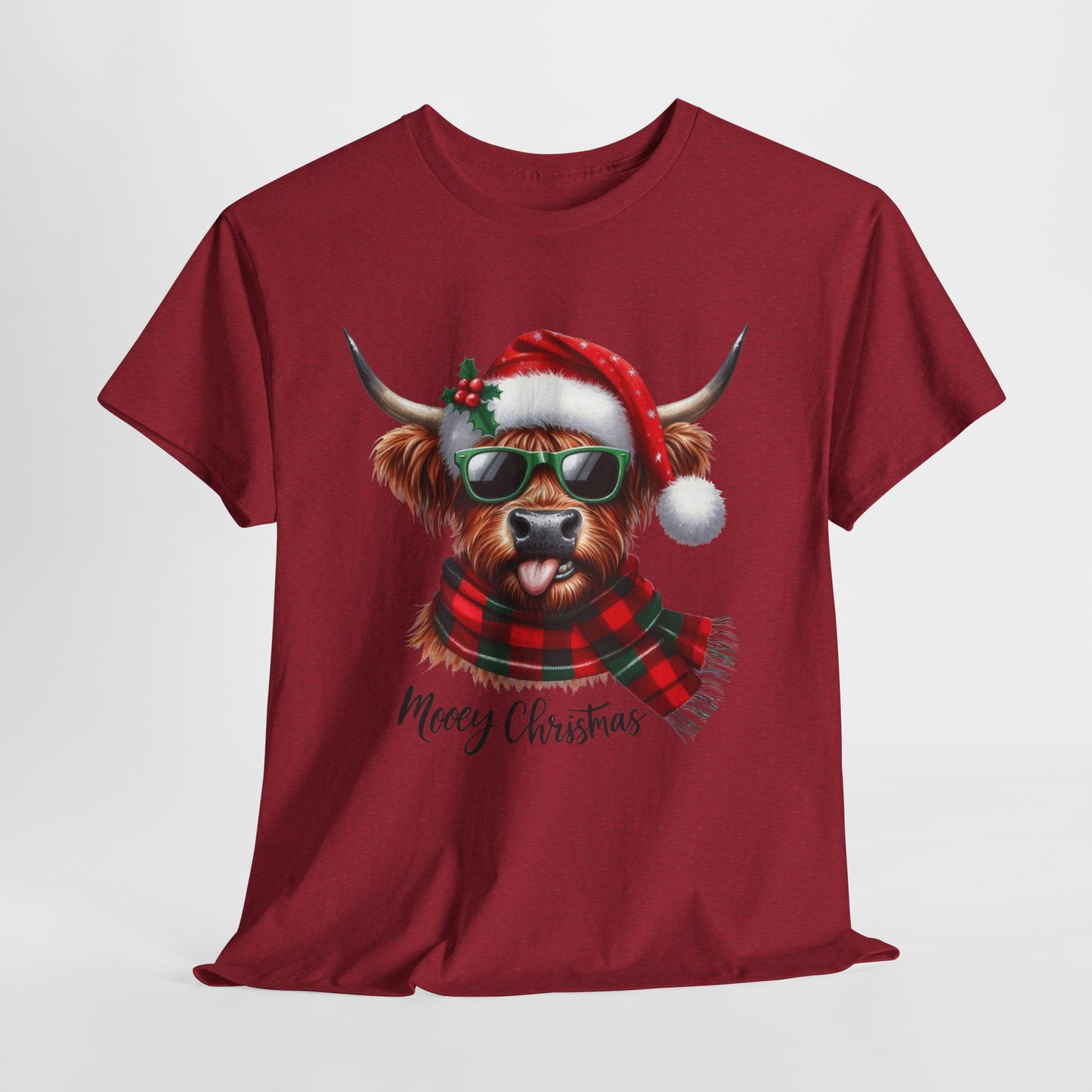 Merry Christmas Highland Cow Tee - Heavy Cotton Shirt