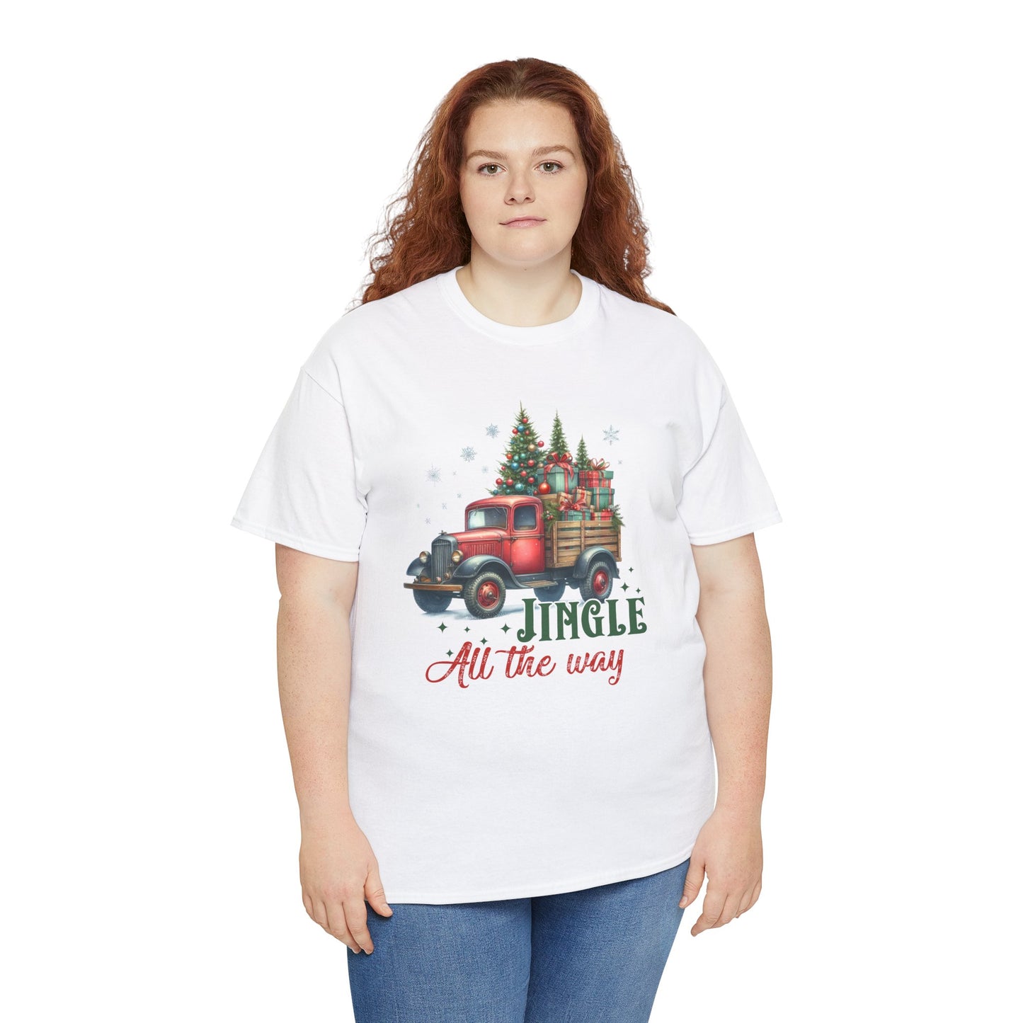 Jingle All the Way Holiday Tee - Heavy Cotton Shirt for Christmas Celebrations