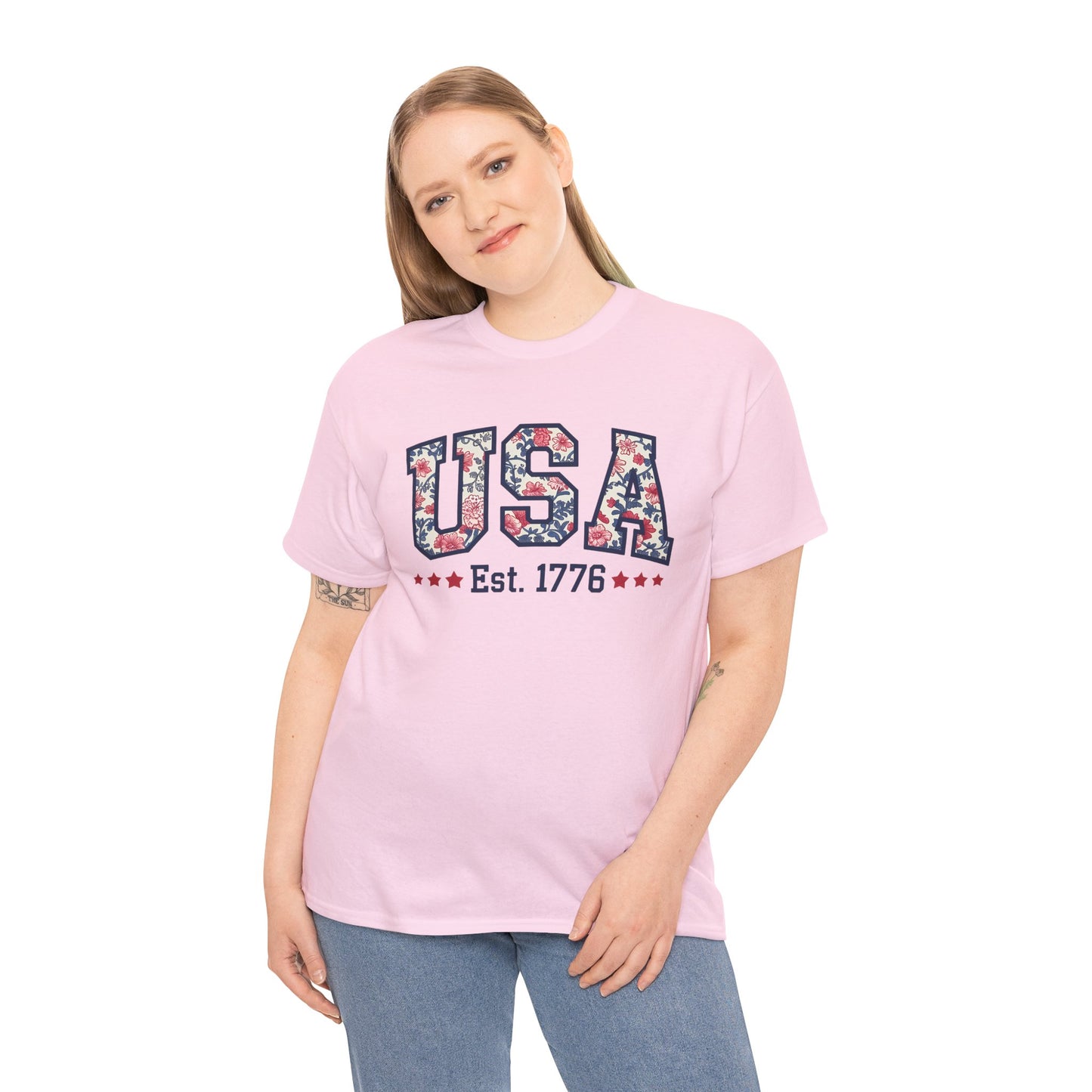 Patriotic USA Floral- Tee