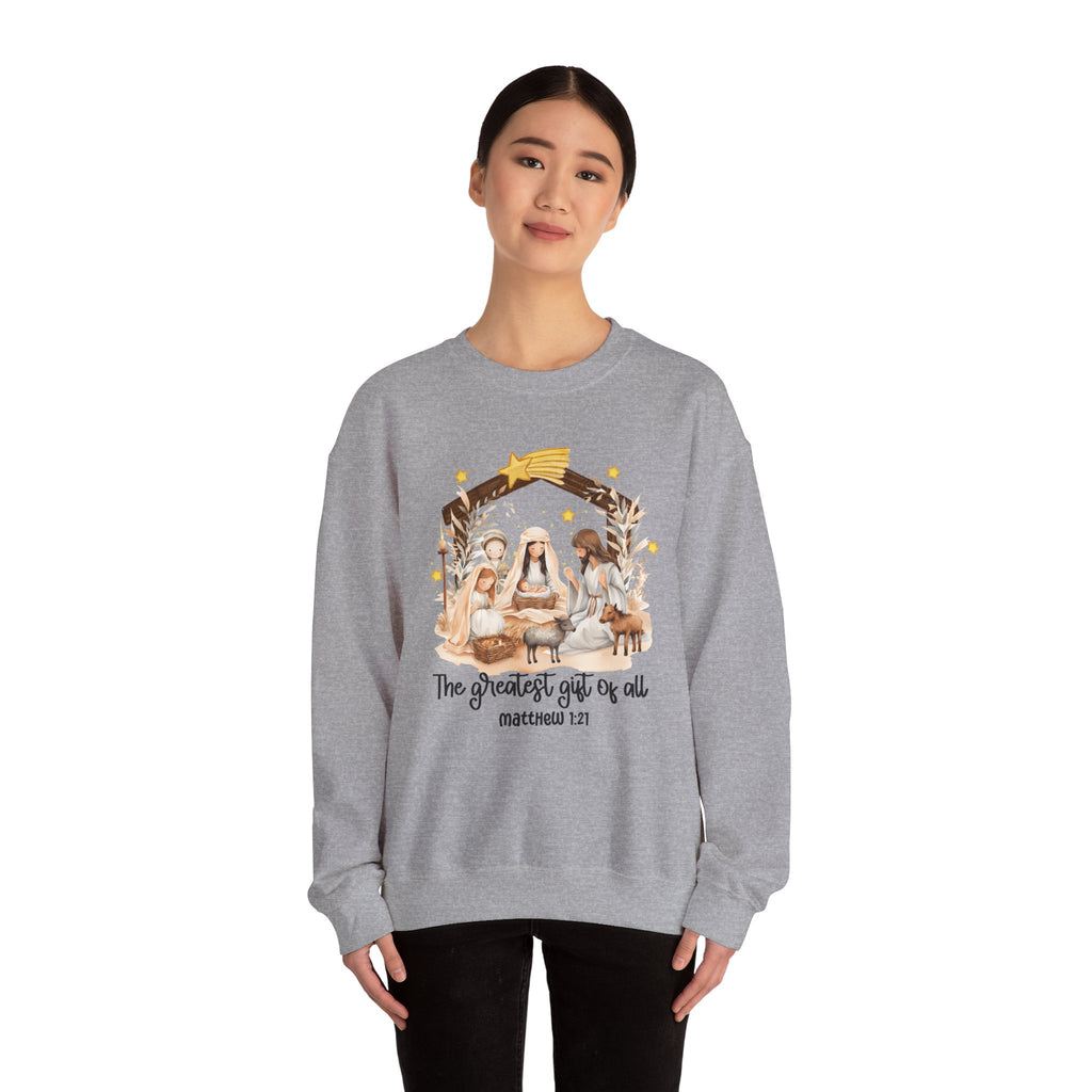 Christmas Nativity Crewneck Sweatshirt - "The Greatest Gift of All"