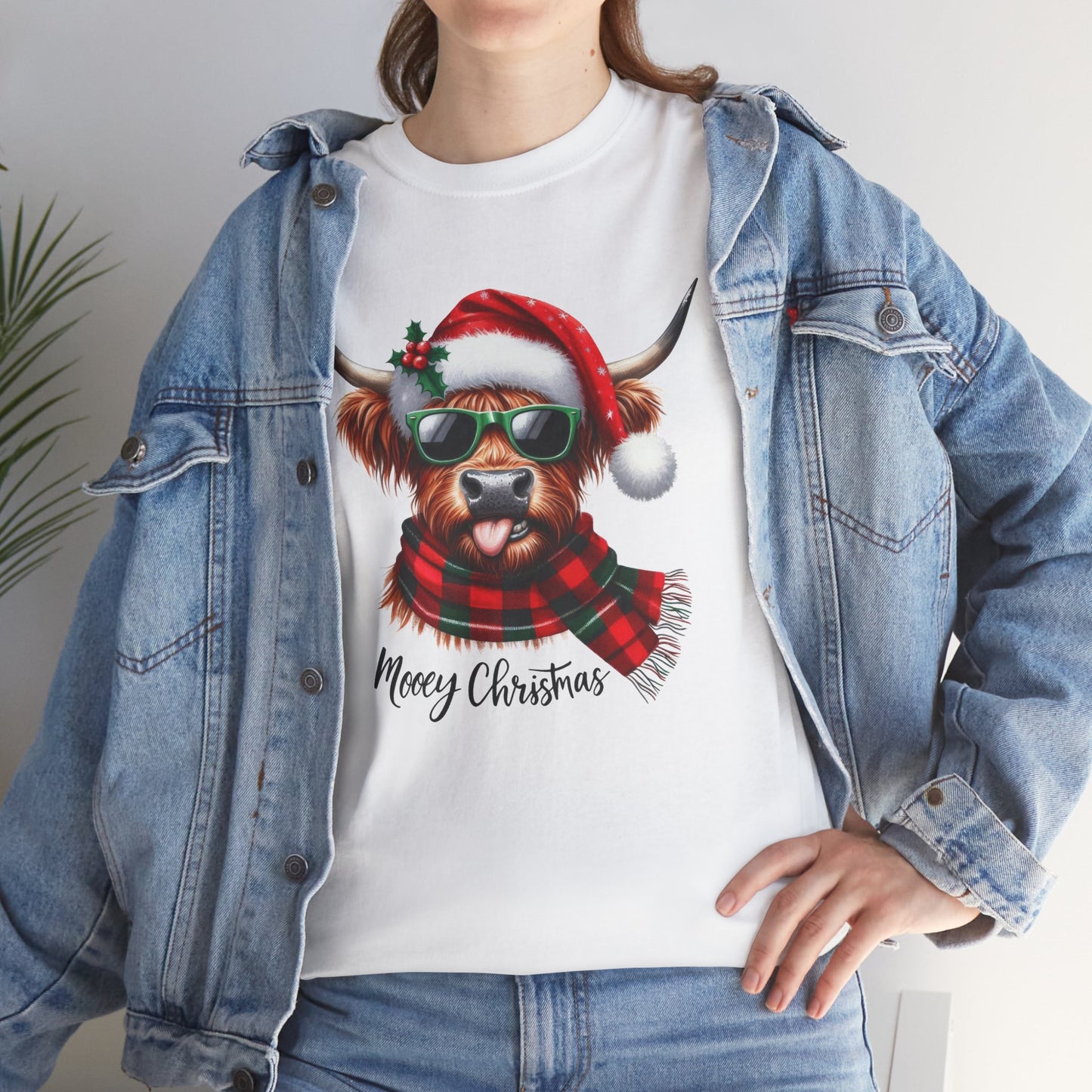 Merry Christmas Highland Cow Tee - Heavy Cotton Shirt