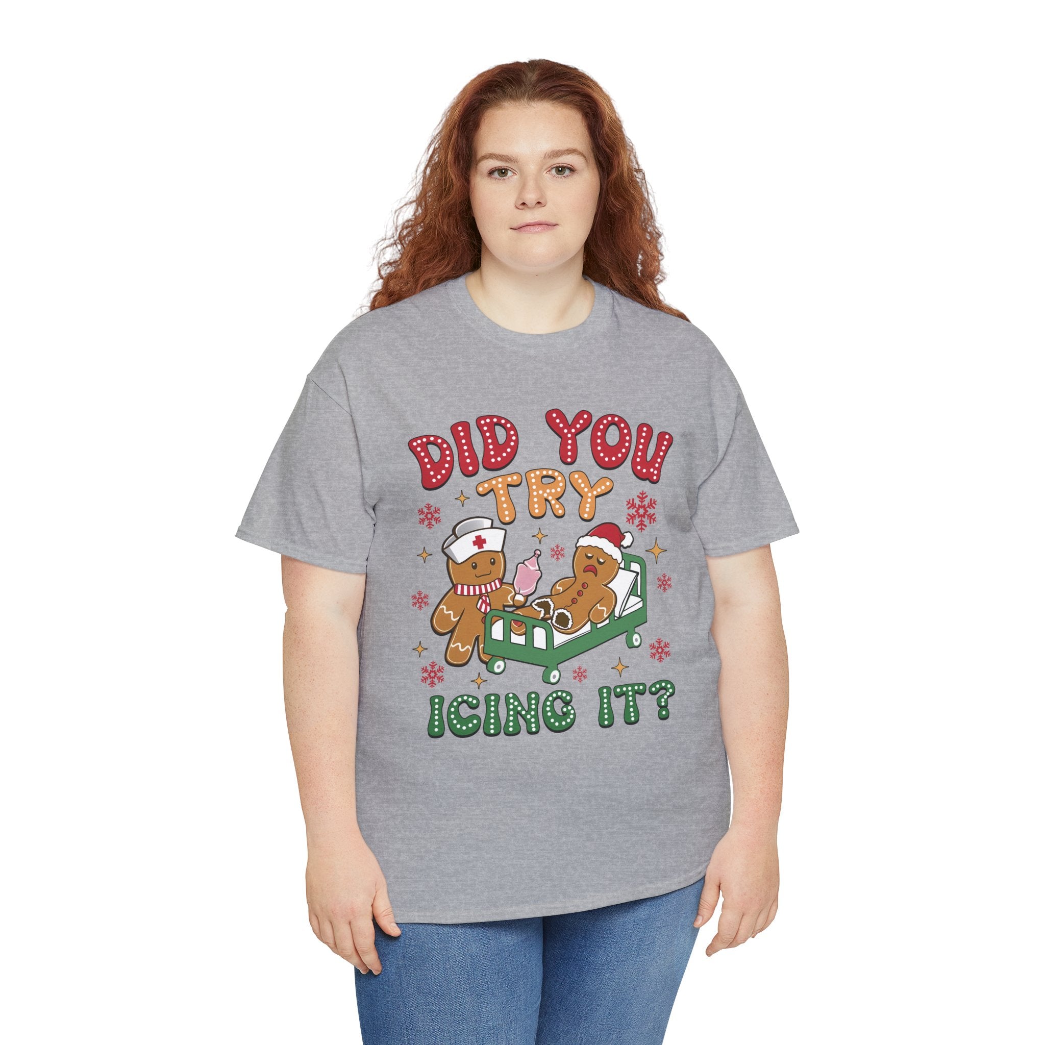 Playful Holiday Heavy Cotton Tee - 'Did You Try Icing It?'