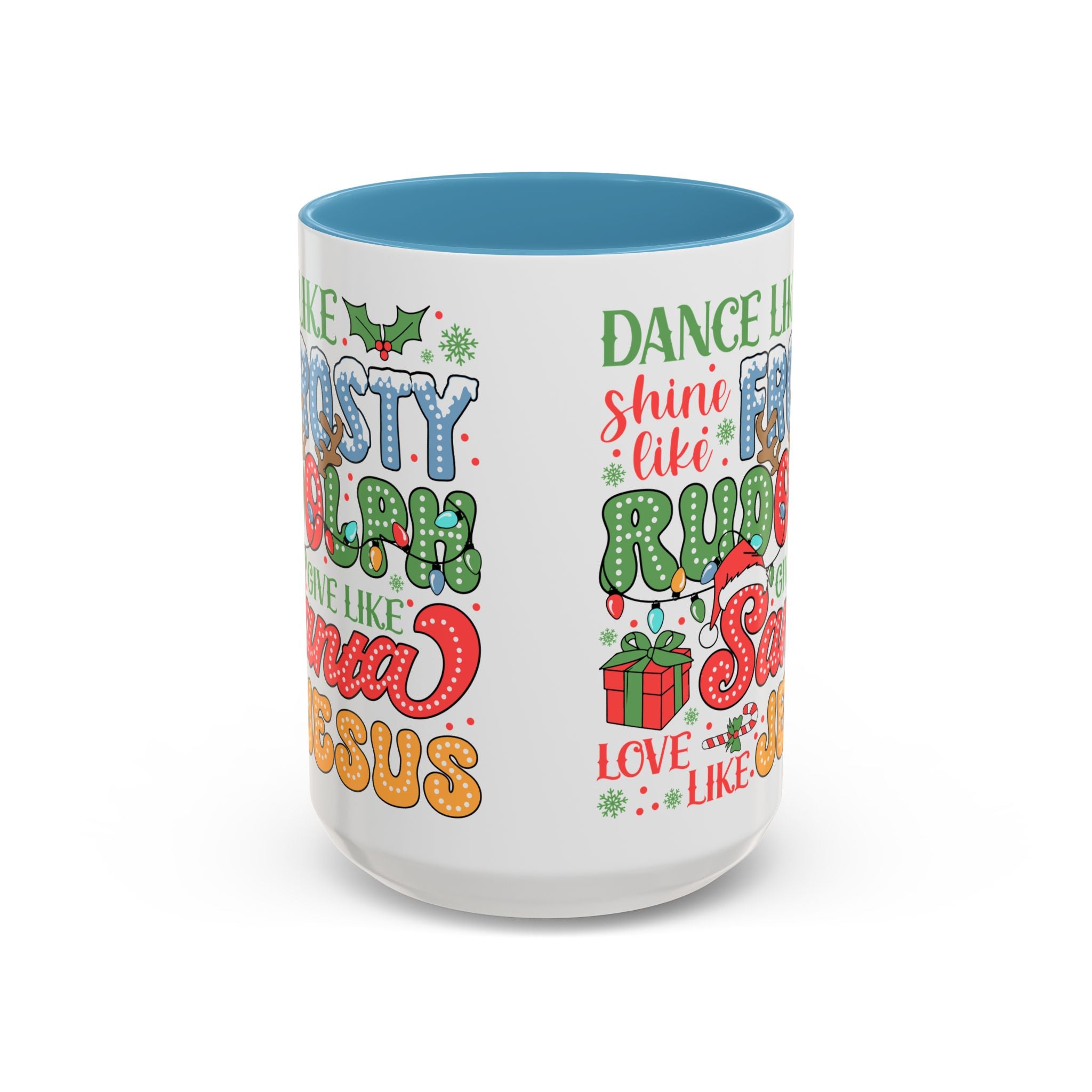 Festive Accent Coffee Mug - Holiday Cheer with Santa & Friends Design