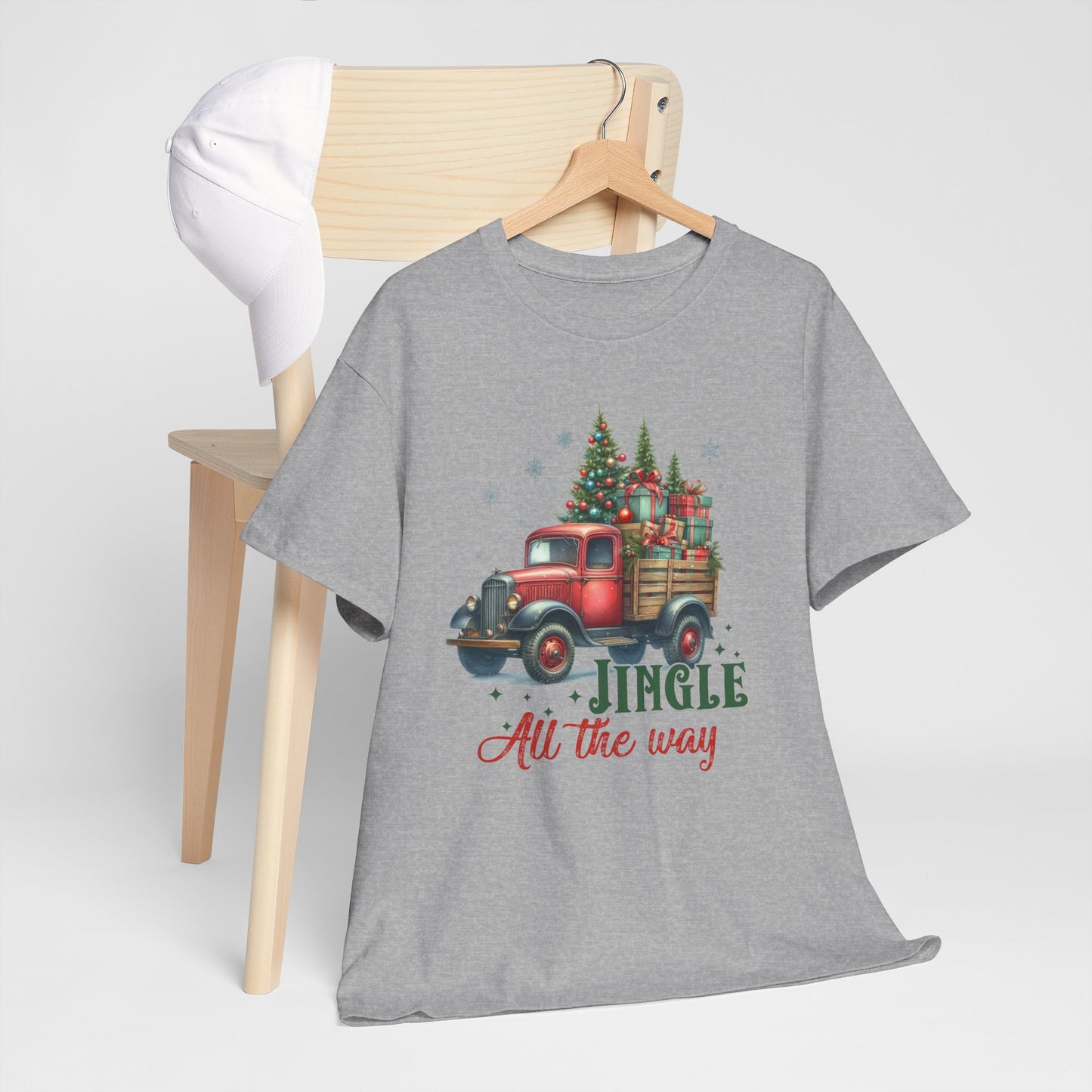 Jingle All the Way Holiday Tee - Heavy Cotton Shirt for Christmas Celebrations