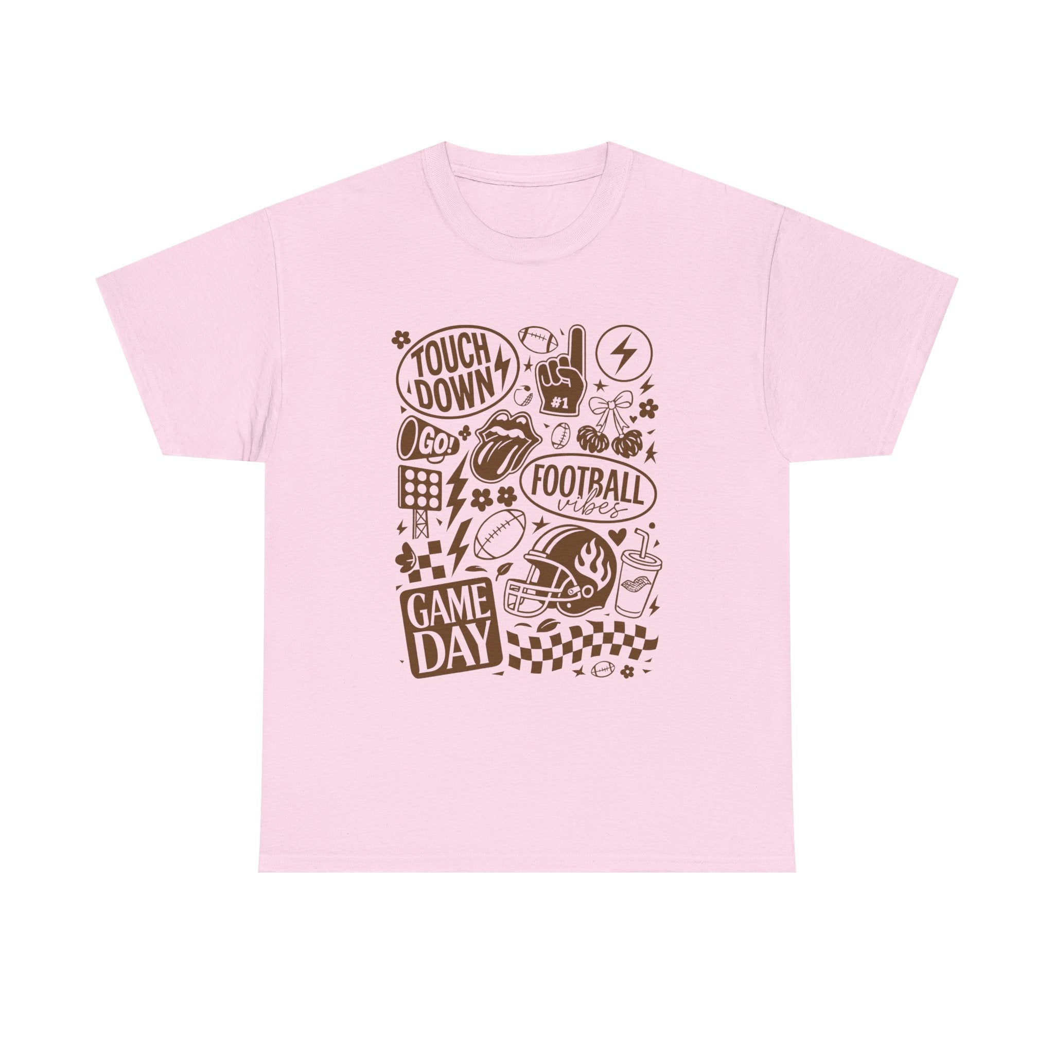Football Game Day Heavy Cotton Tee with Touchdown Design