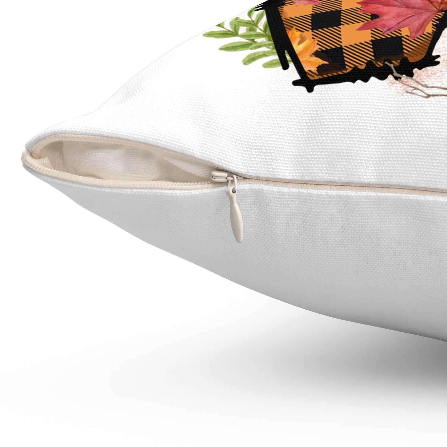 Autumn LOVE Pillow — Fall Plaid Pumpkin Coffee Decorative Throw Pillow