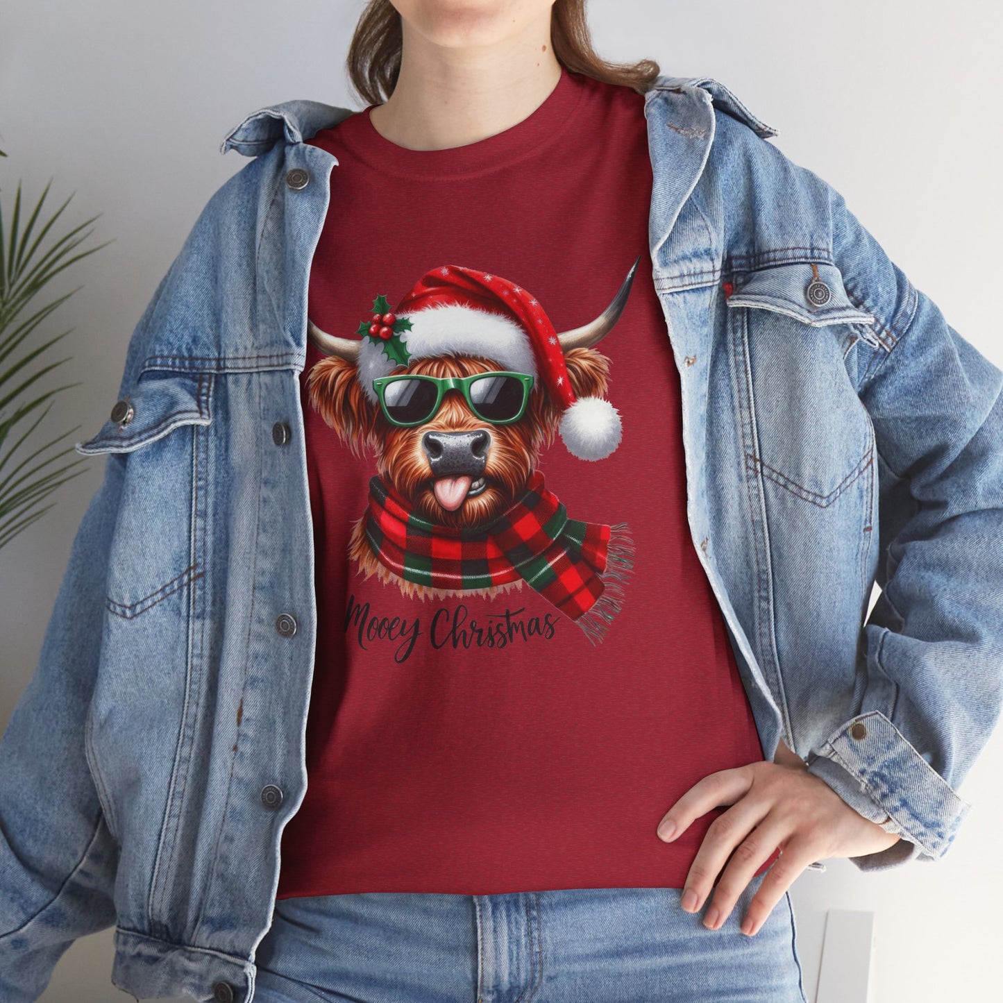 Merry Christmas Highland Cow Tee - Heavy Cotton Shirt