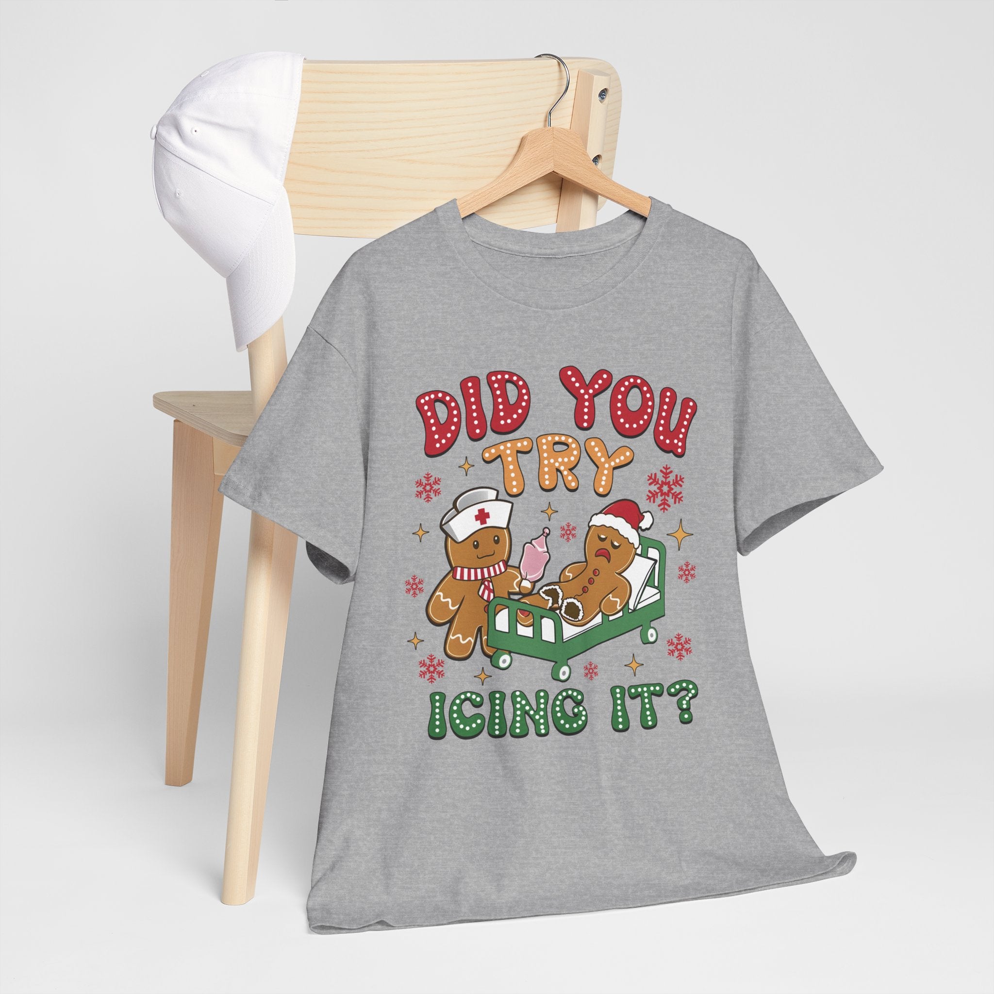 Playful Holiday Heavy Cotton Tee - 'Did You Try Icing It?'