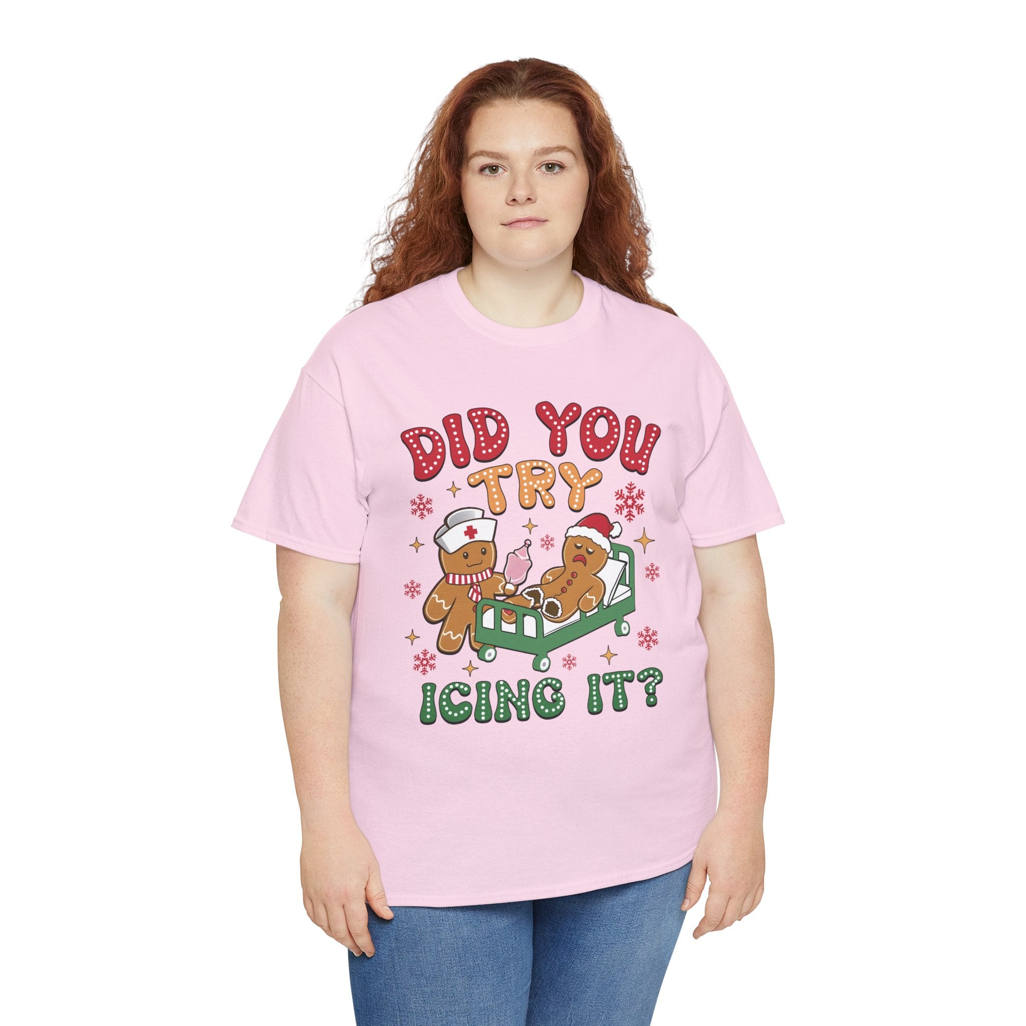 Playful Holiday Heavy Cotton Tee - 'Did You Try Icing It?'