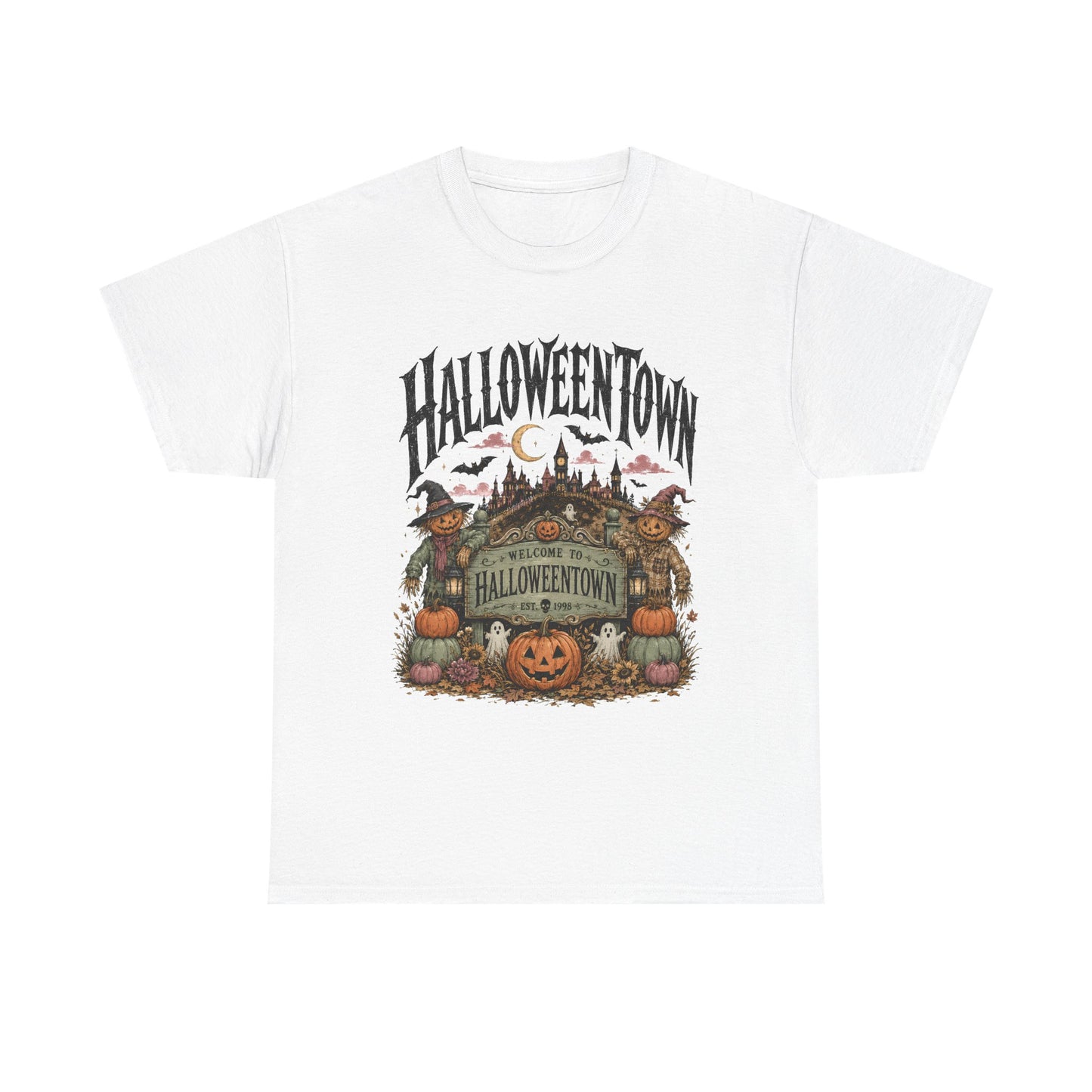 Vintage Halloween Pumpkin & Haunted Village T-Shirt