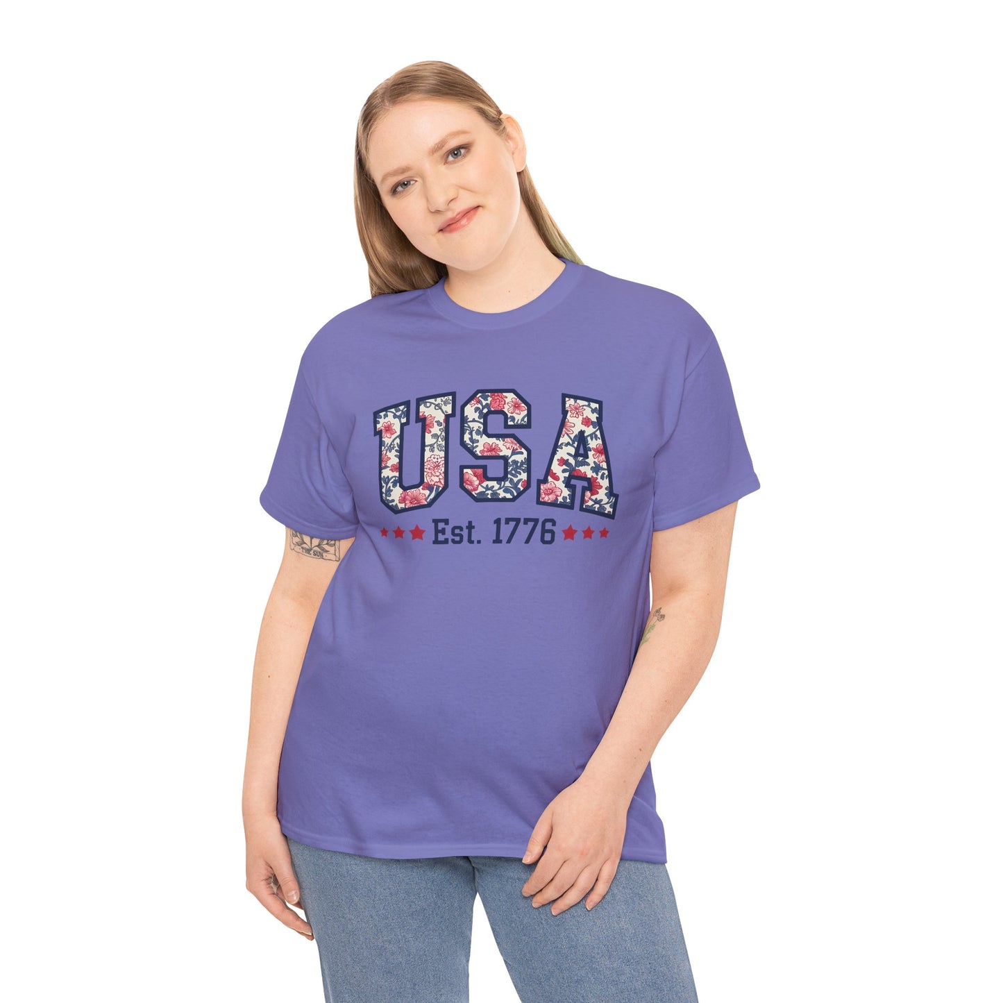 Patriotic USA Floral- Tee