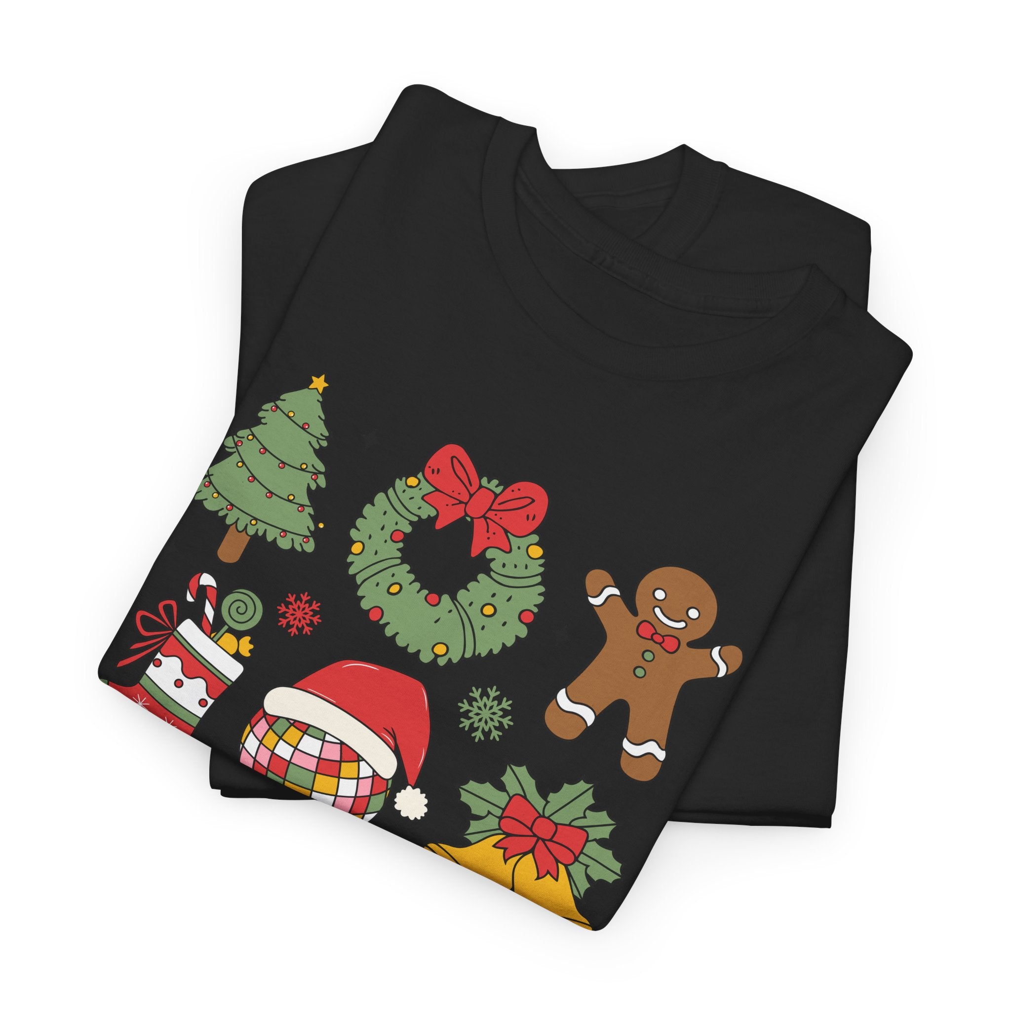 Festive Holiday Heavy Cotton Tee - Christmas Cheer Design