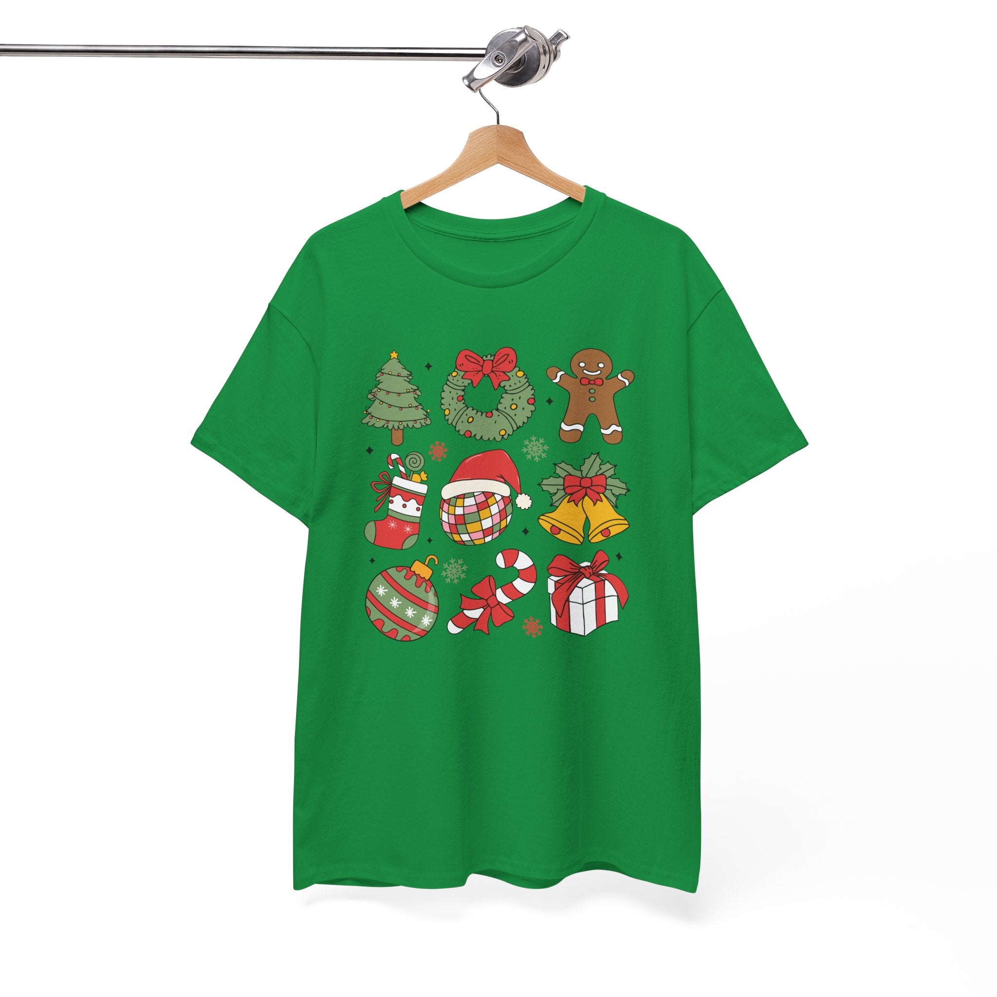 Festive Holiday Heavy Cotton Tee - Christmas Cheer Design