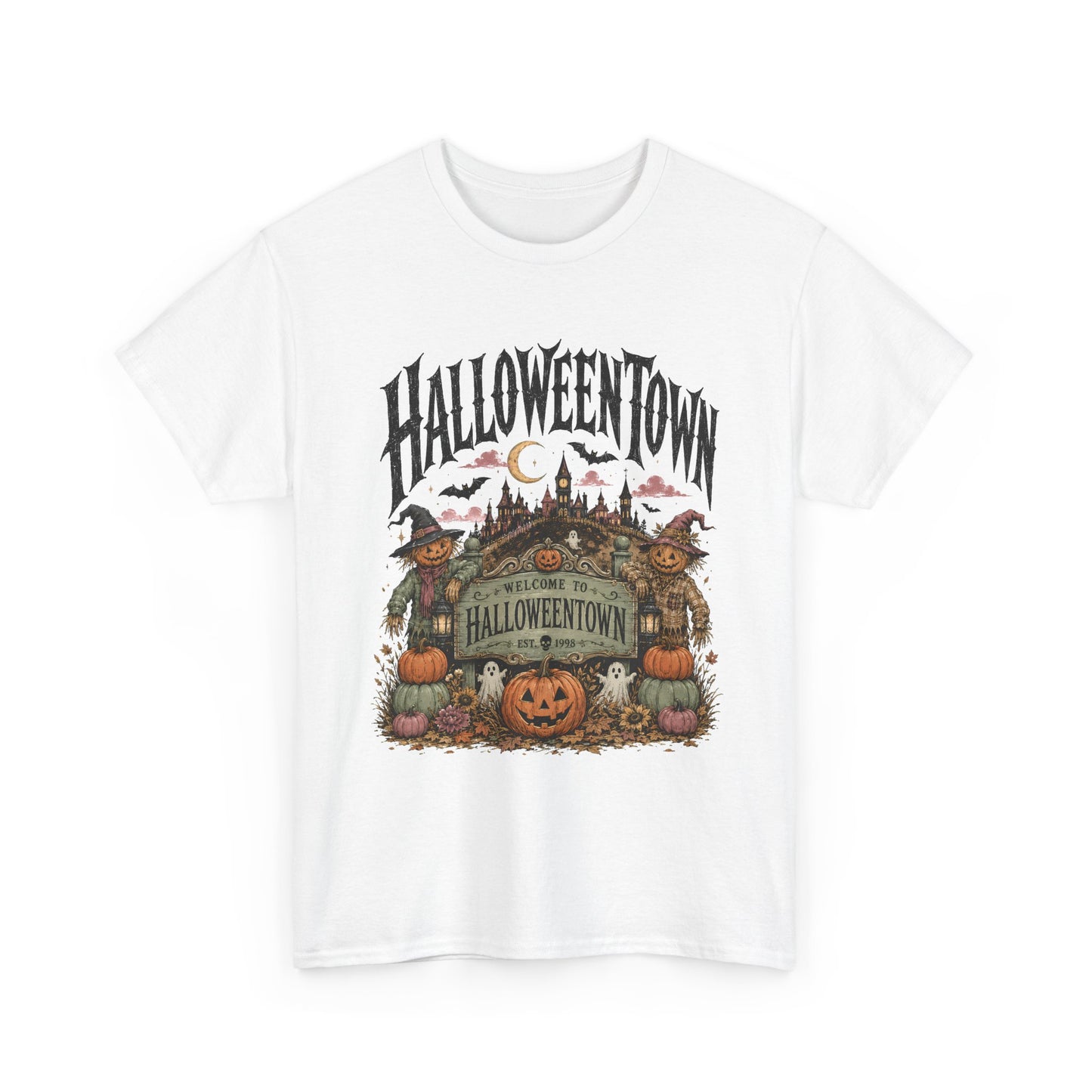 Vintage Halloween Pumpkin & Haunted Village T-Shirt
