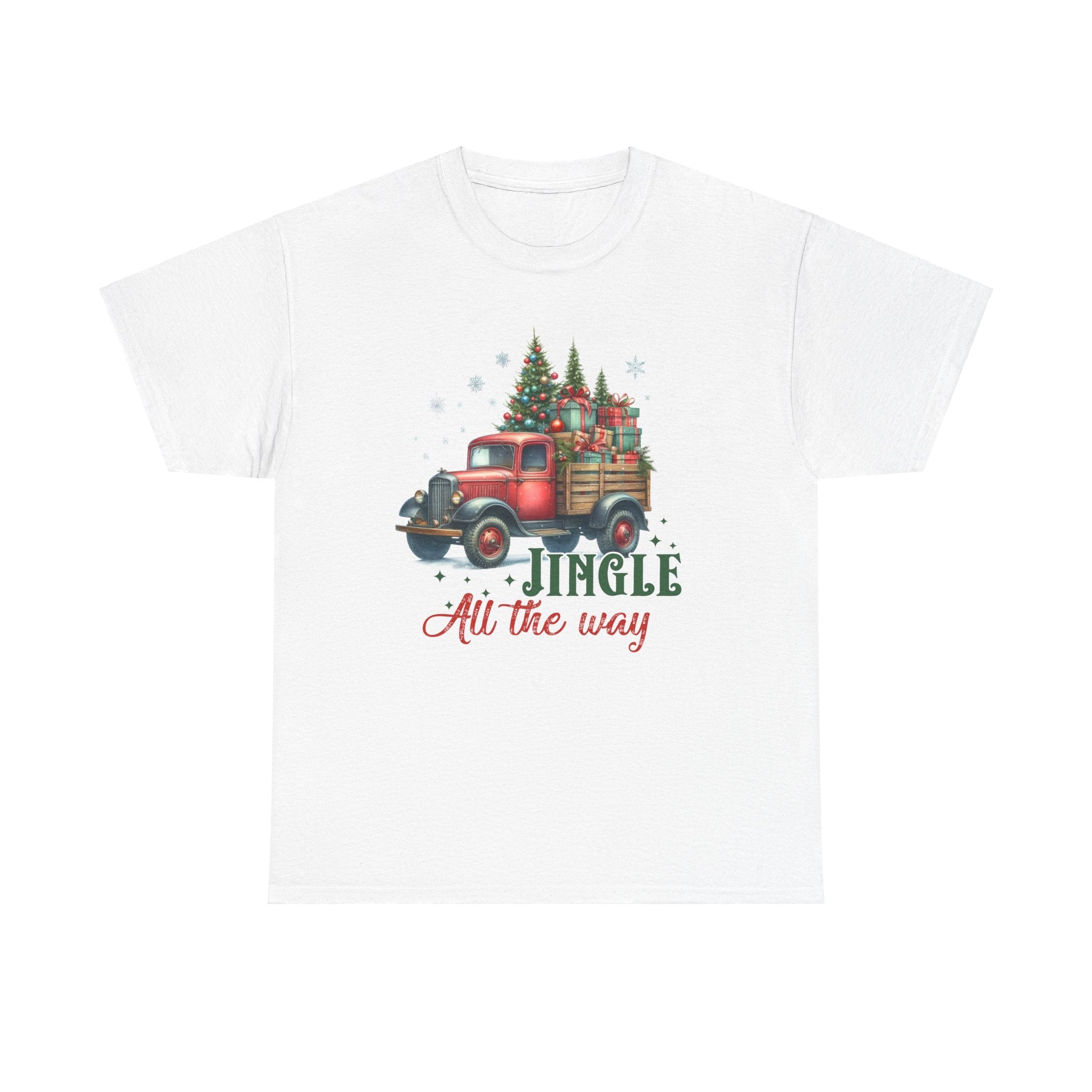 Jingle All the Way Holiday Tee - Heavy Cotton Shirt for Christmas Celebrations