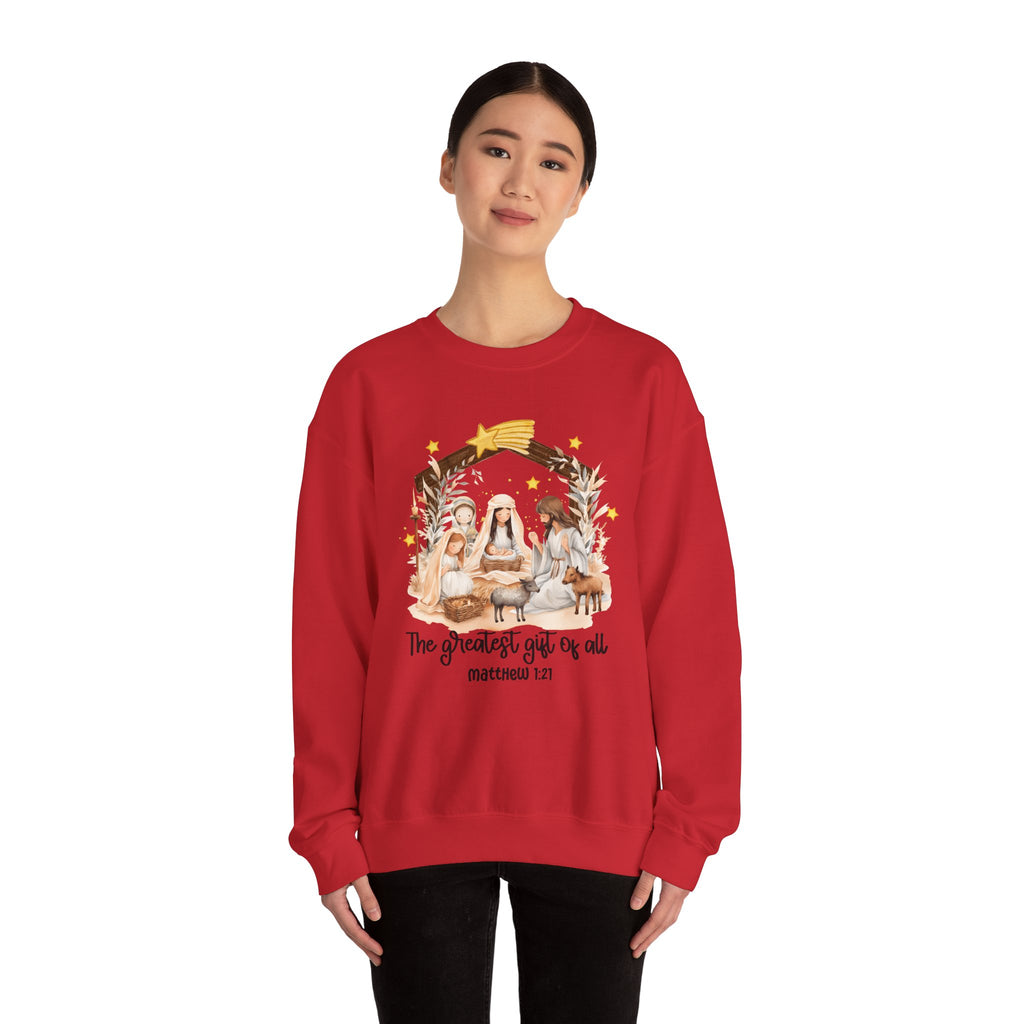 Christmas Nativity Crewneck Sweatshirt - "The Greatest Gift of All"