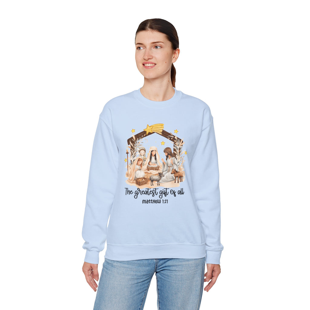 Christmas Nativity Crewneck Sweatshirt - "The Greatest Gift of All"