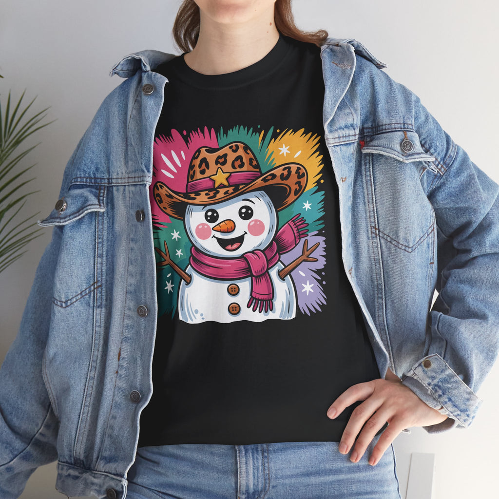 Cute Western Snowman Holiday Tee