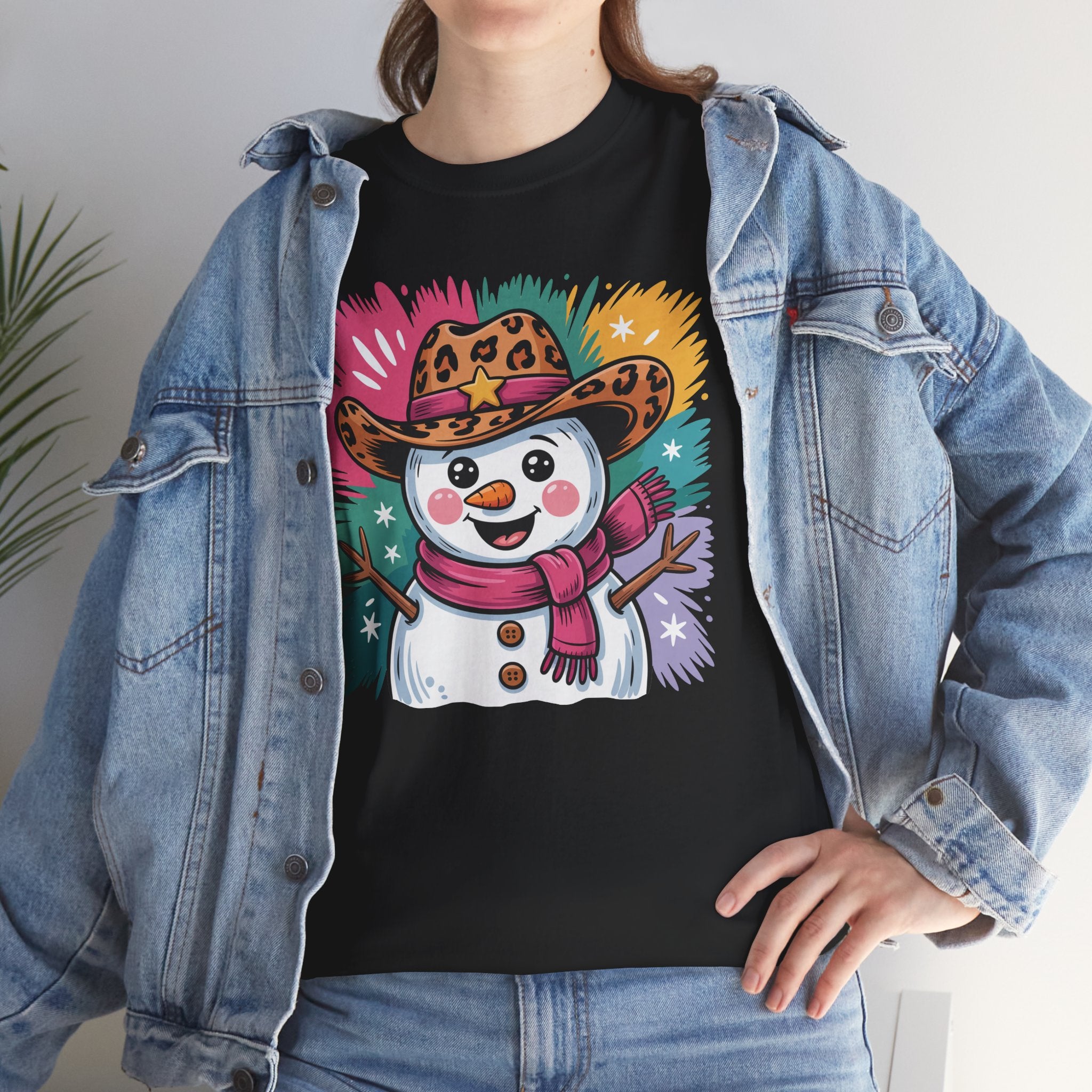Cute Western Snowman Holiday Tee