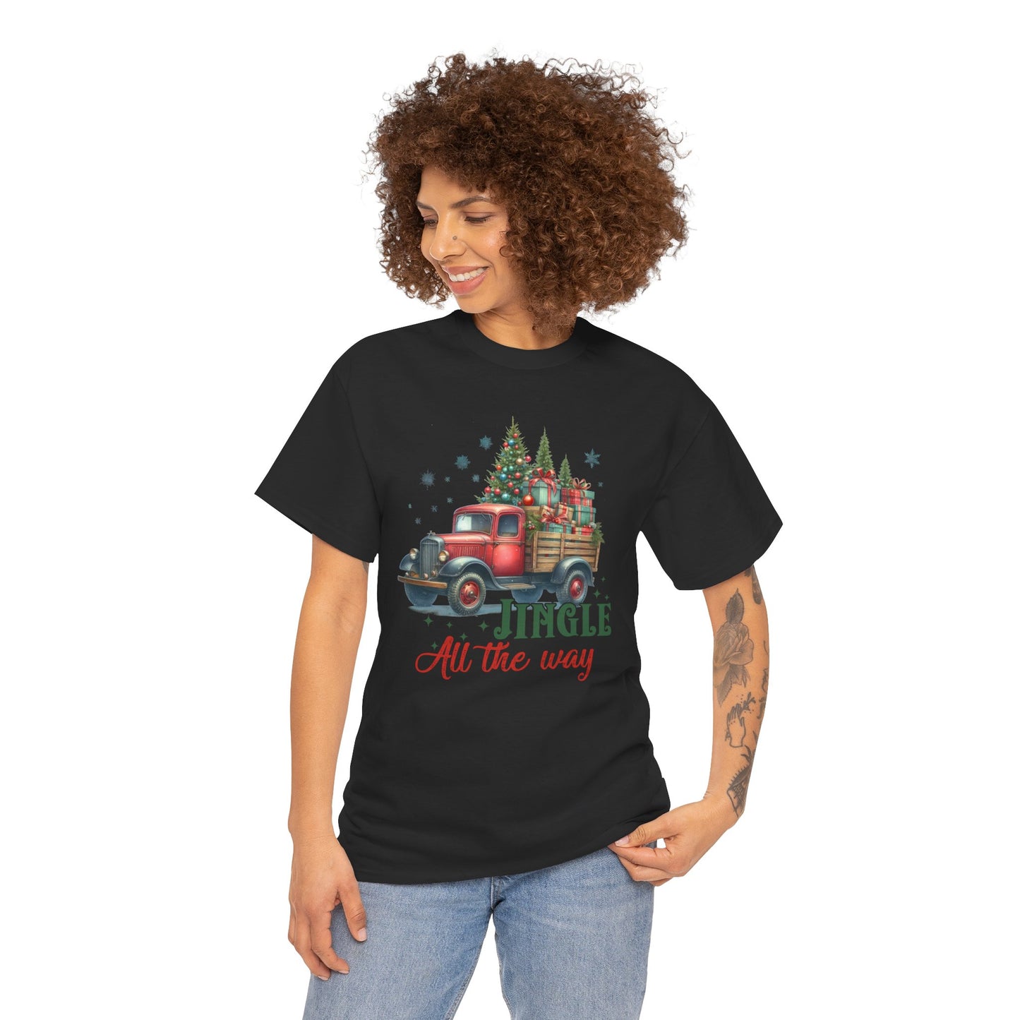Jingle All the Way Holiday Tee - Heavy Cotton Shirt for Christmas Celebrations
