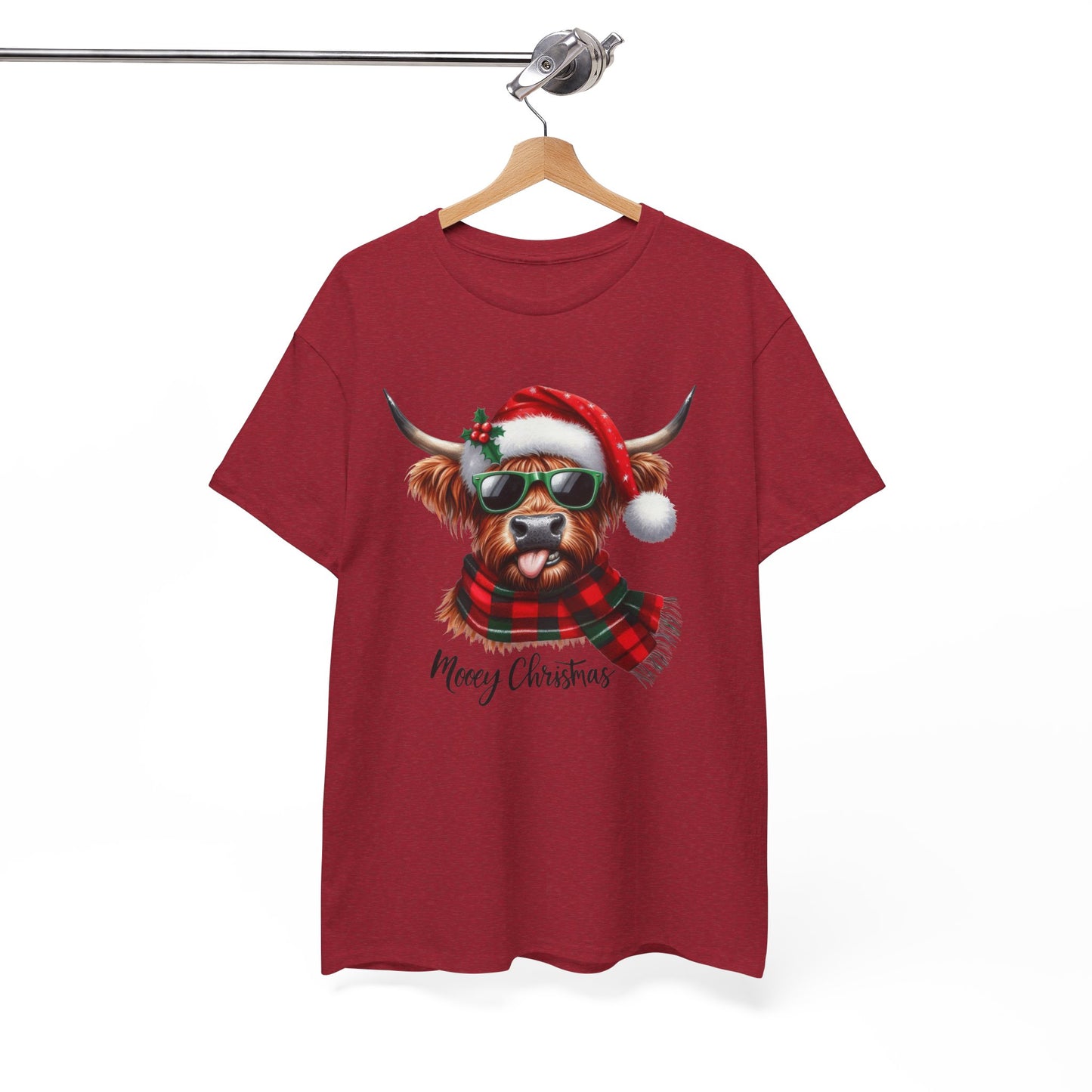Merry Christmas Highland Cow Tee - Heavy Cotton Shirt