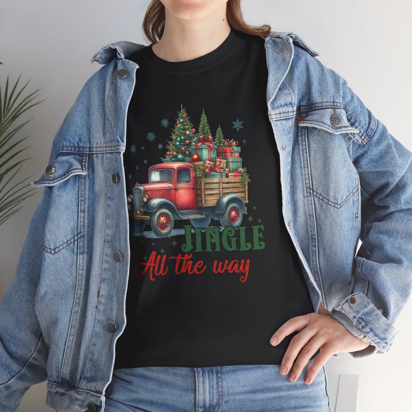 Jingle All the Way Holiday Tee - Heavy Cotton Shirt for Christmas Celebrations
