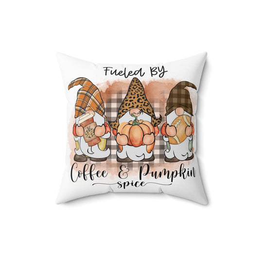Coffee & Pumpkin Spice Gnome Pillow — Fall Decorative Accent