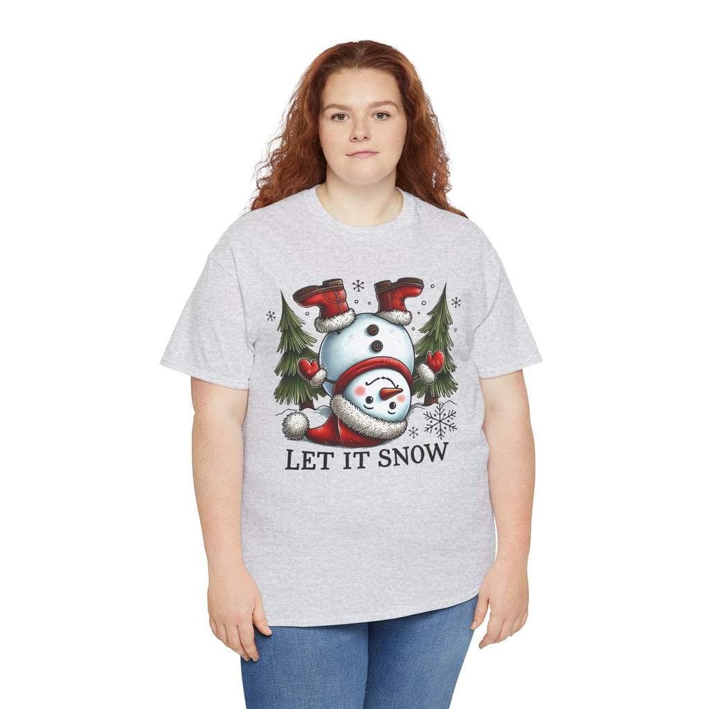 Let It Snow Heavy Cotton Tee - Festive Winter Apparel