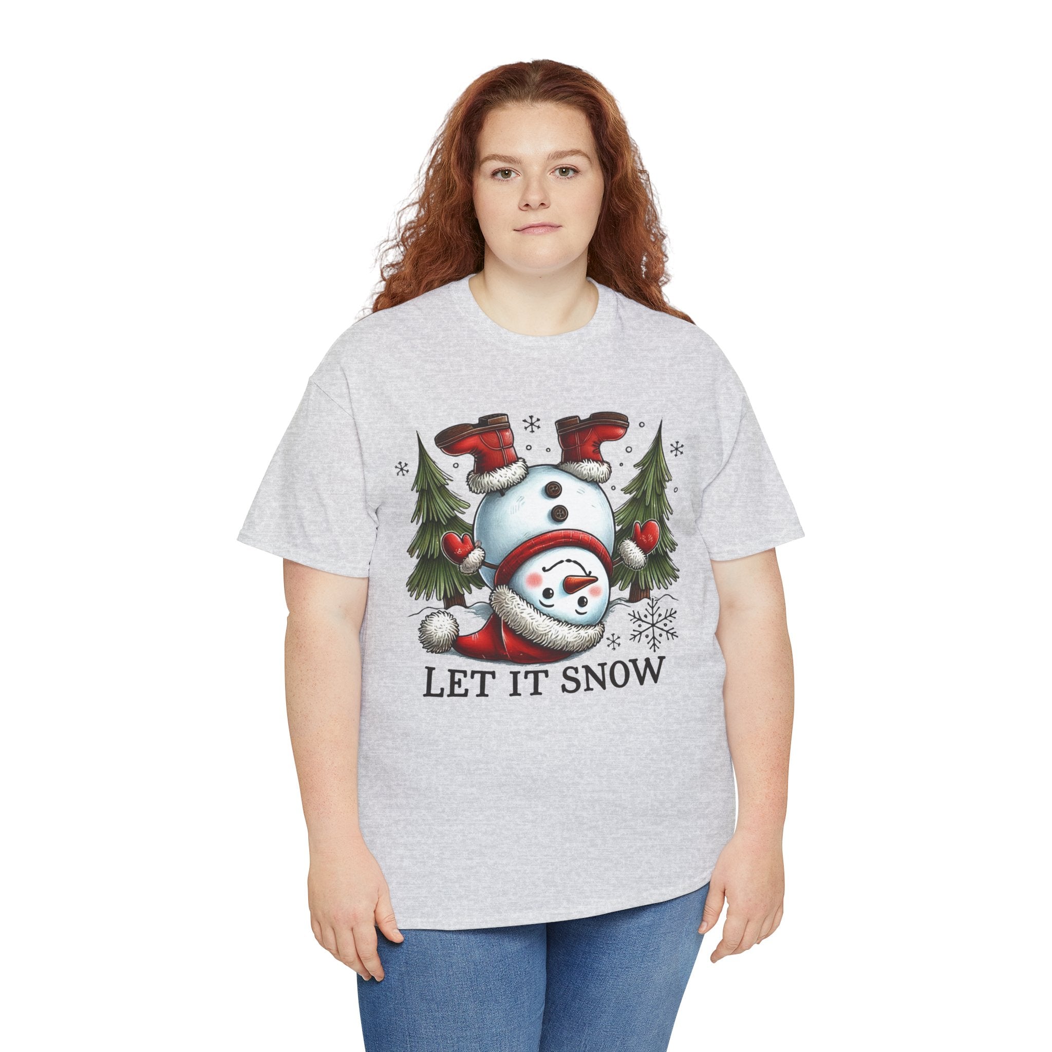 Let It Snow Heavy Cotton Tee - Festive Winter Apparel