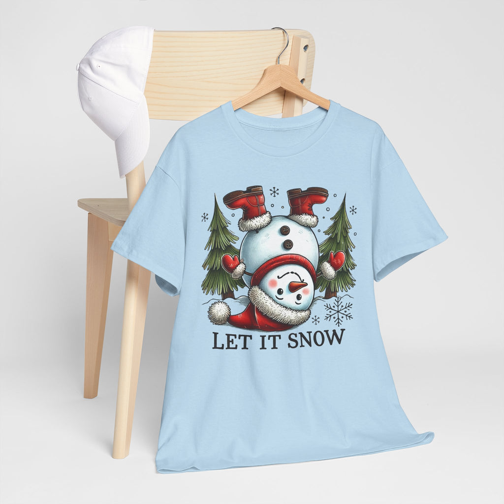 Let It Snow Heavy Cotton Tee - Festive Winter Apparel
