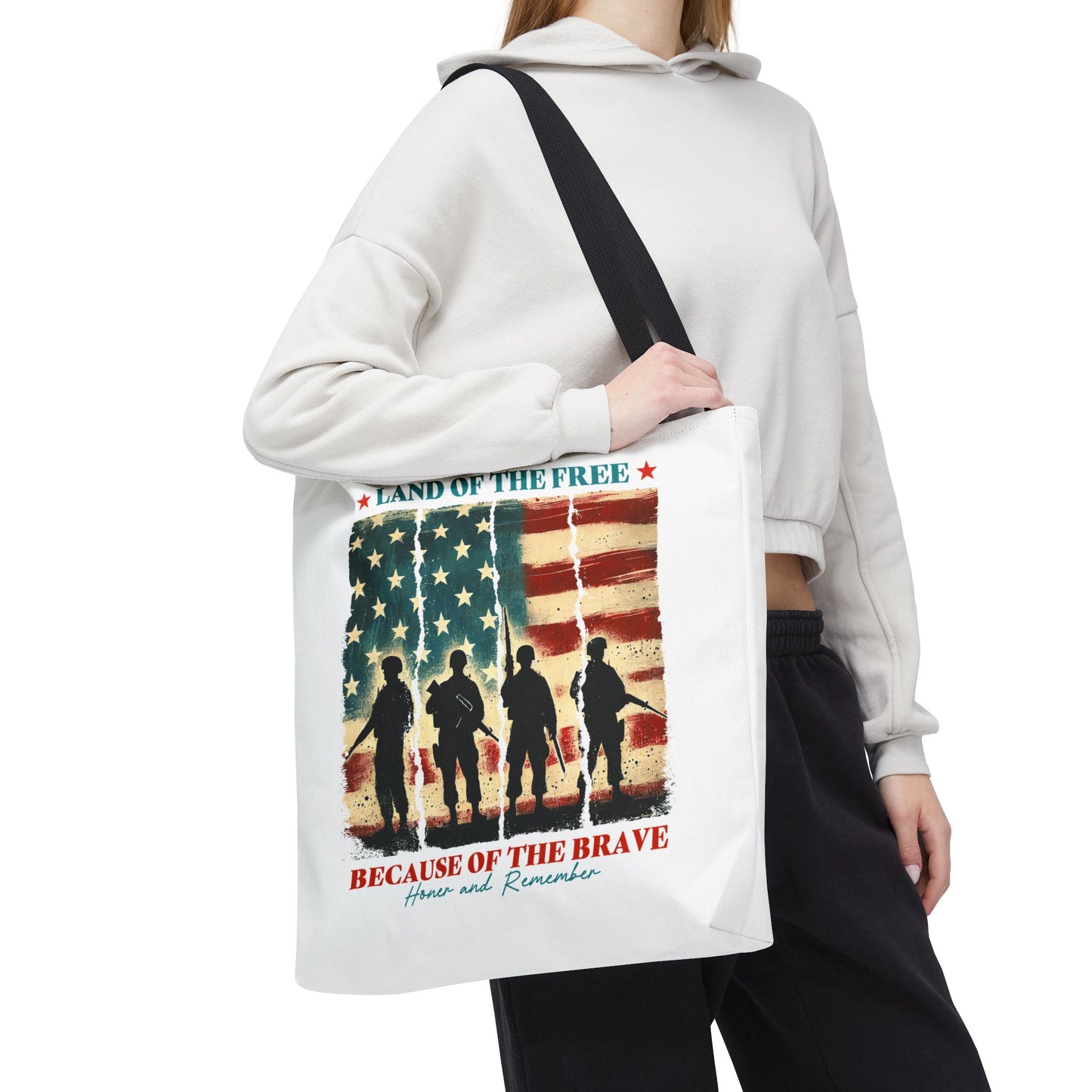Patriotic Tote Bag - Land of the Free, Because of the Brave