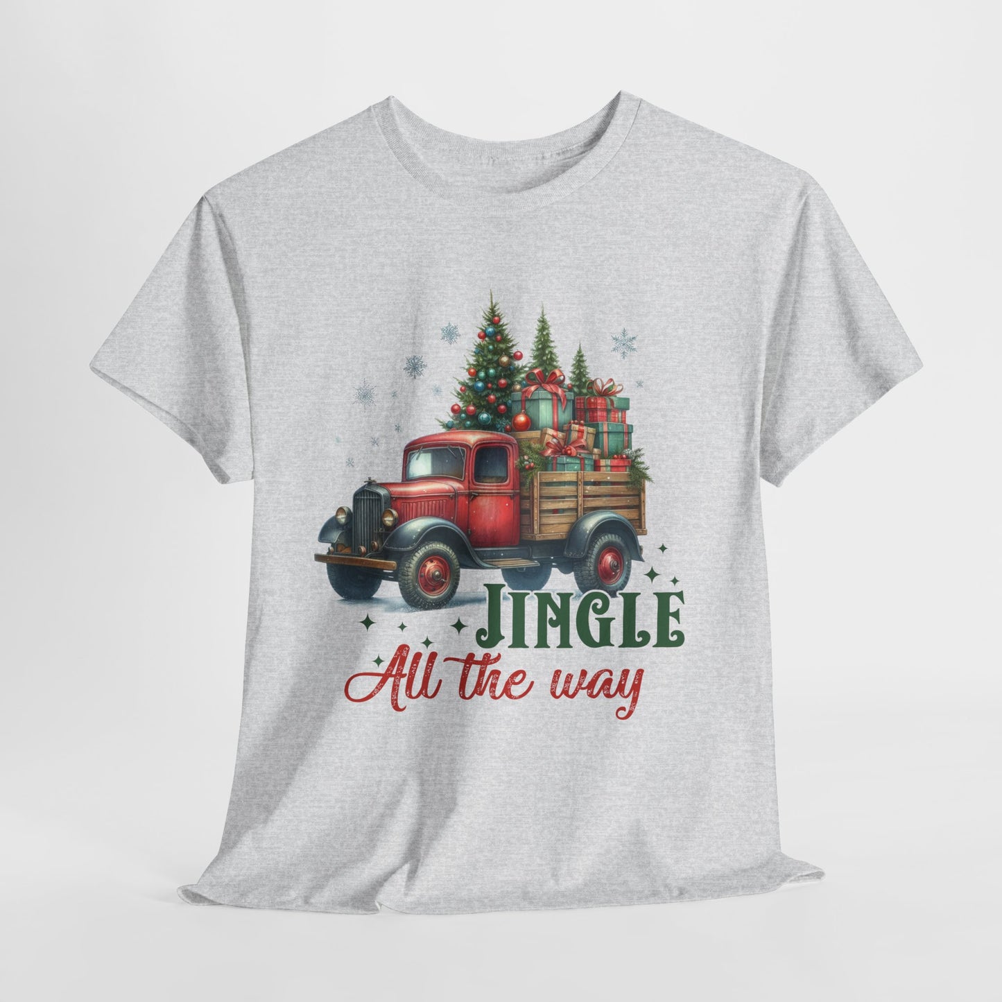 Jingle All the Way Holiday Tee - Heavy Cotton Shirt for Christmas Celebrations