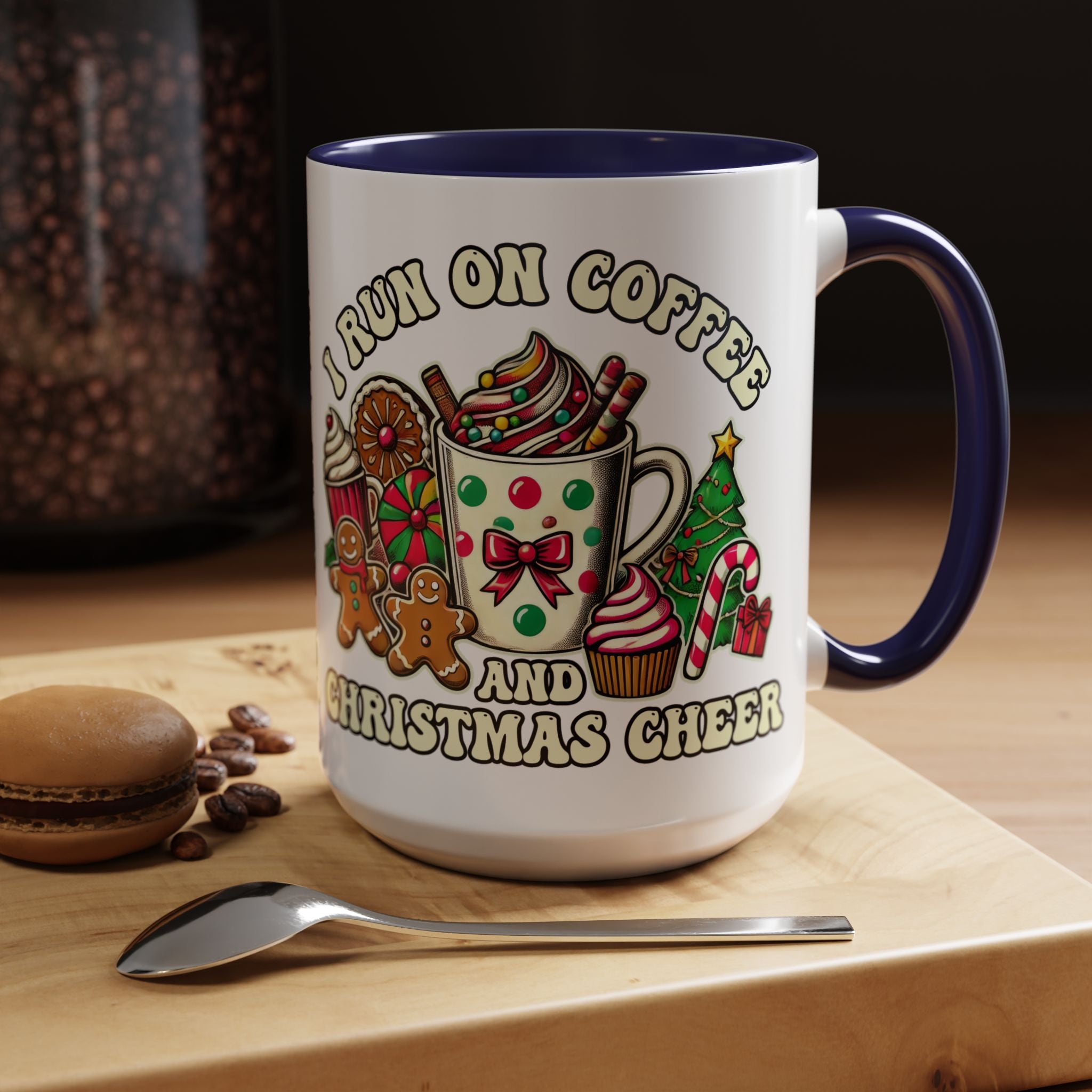 Festive Holiday Coffee Mug - I Run on Coffee and Christmas Cheer