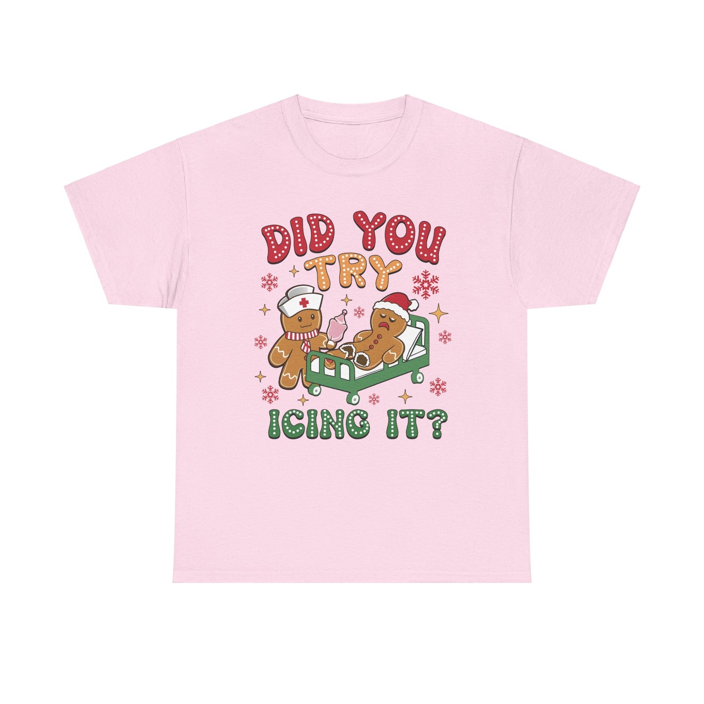 Playful Holiday Heavy Cotton Tee - 'Did You Try Icing It?'