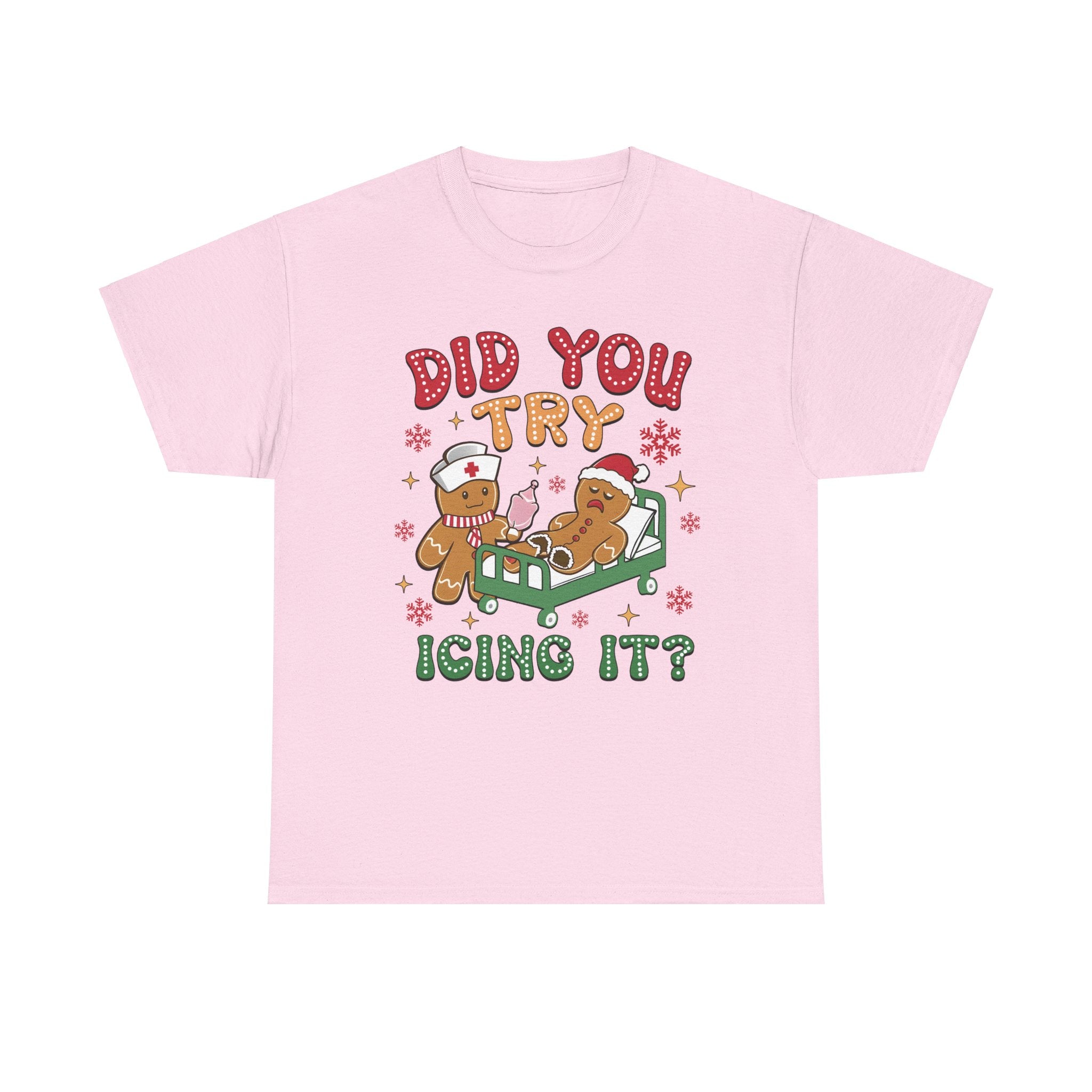 Playful Holiday Heavy Cotton Tee - 'Did You Try Icing It?'
