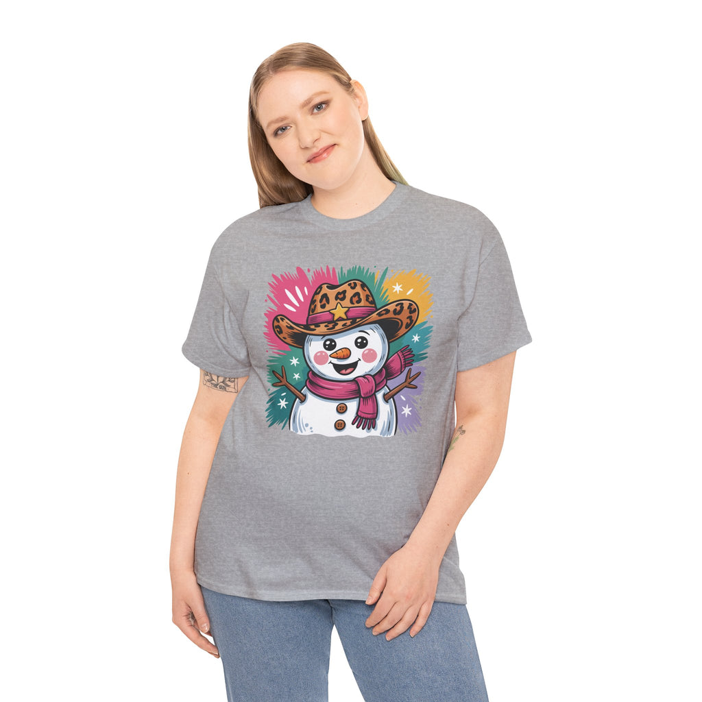 Cute Western Snowman Holiday Tee