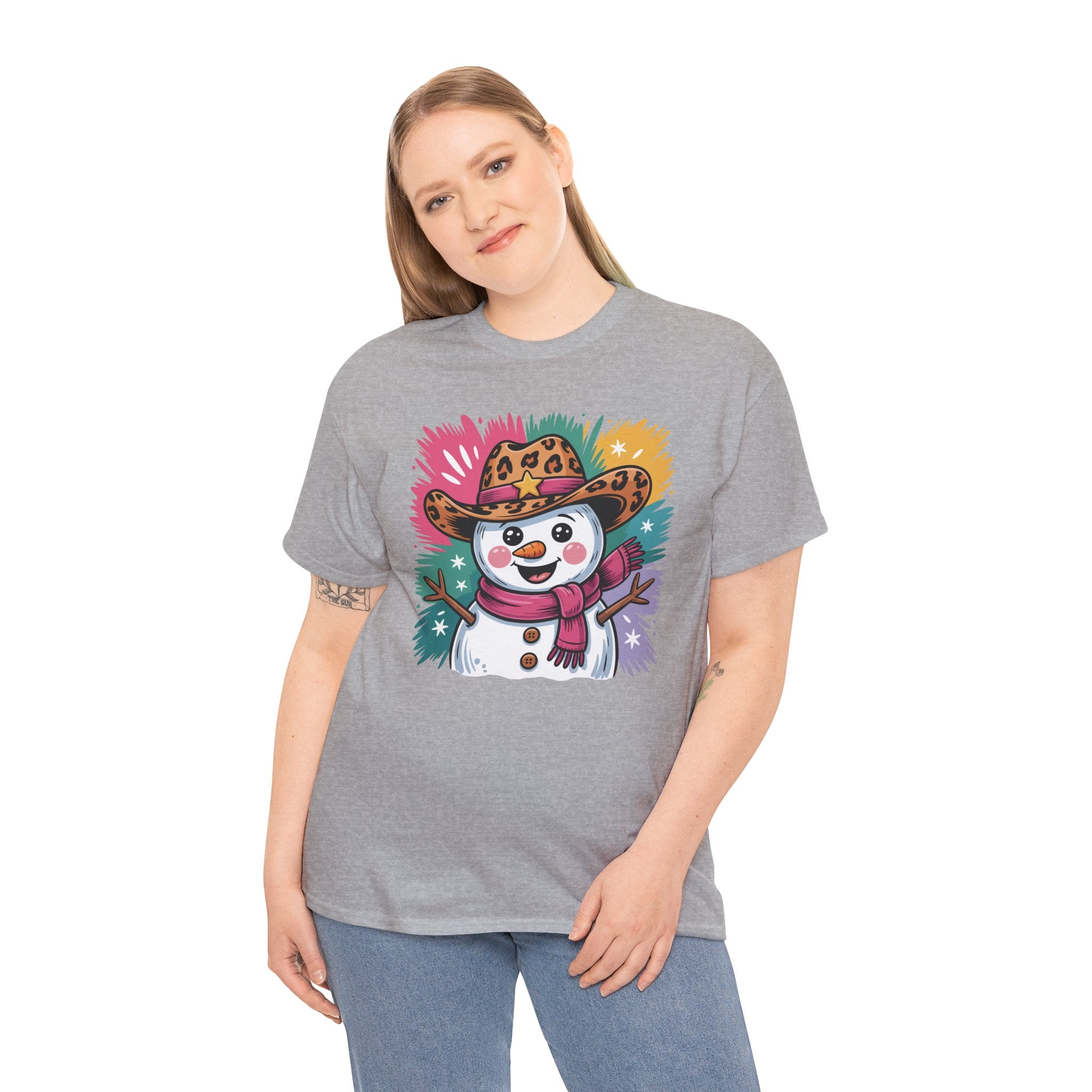 Cute Western Snowman Holiday Tee