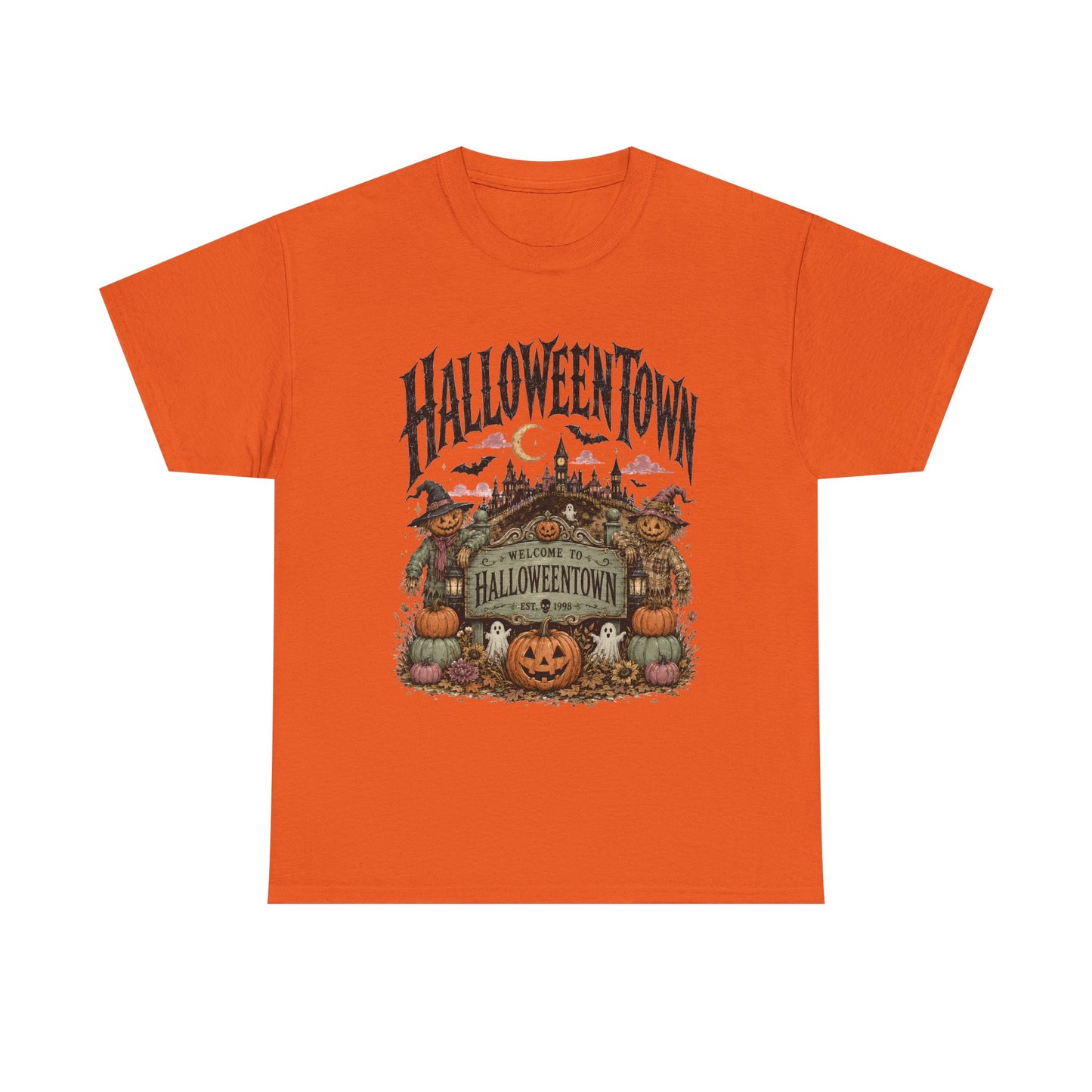 Vintage Halloween Pumpkin & Haunted Village T-Shirt
