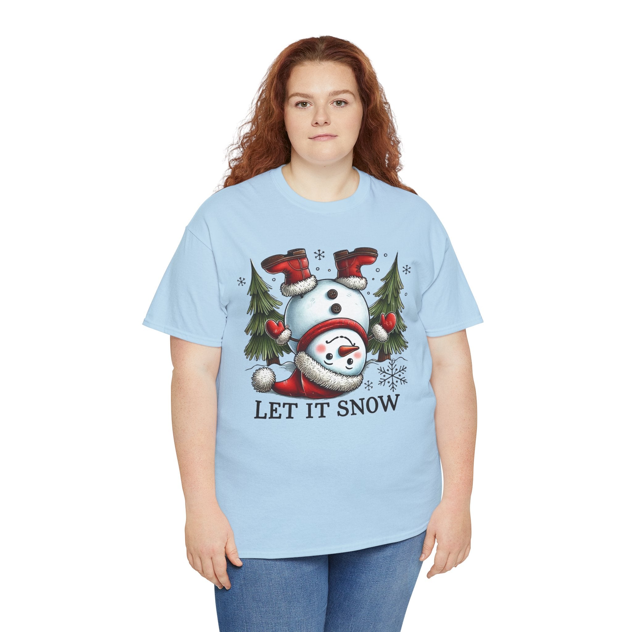 Let It Snow Heavy Cotton Tee - Festive Winter Apparel
