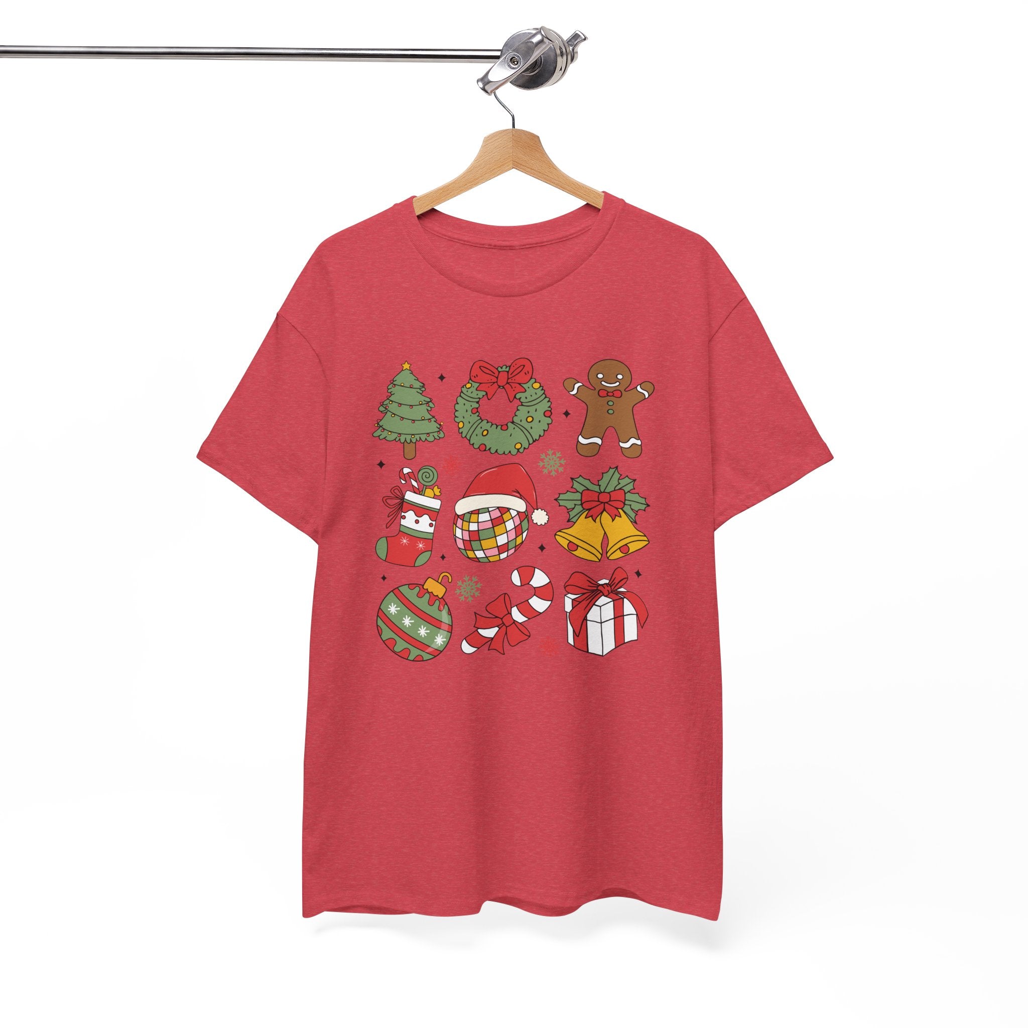 Festive Holiday Heavy Cotton Tee - Christmas Cheer Design