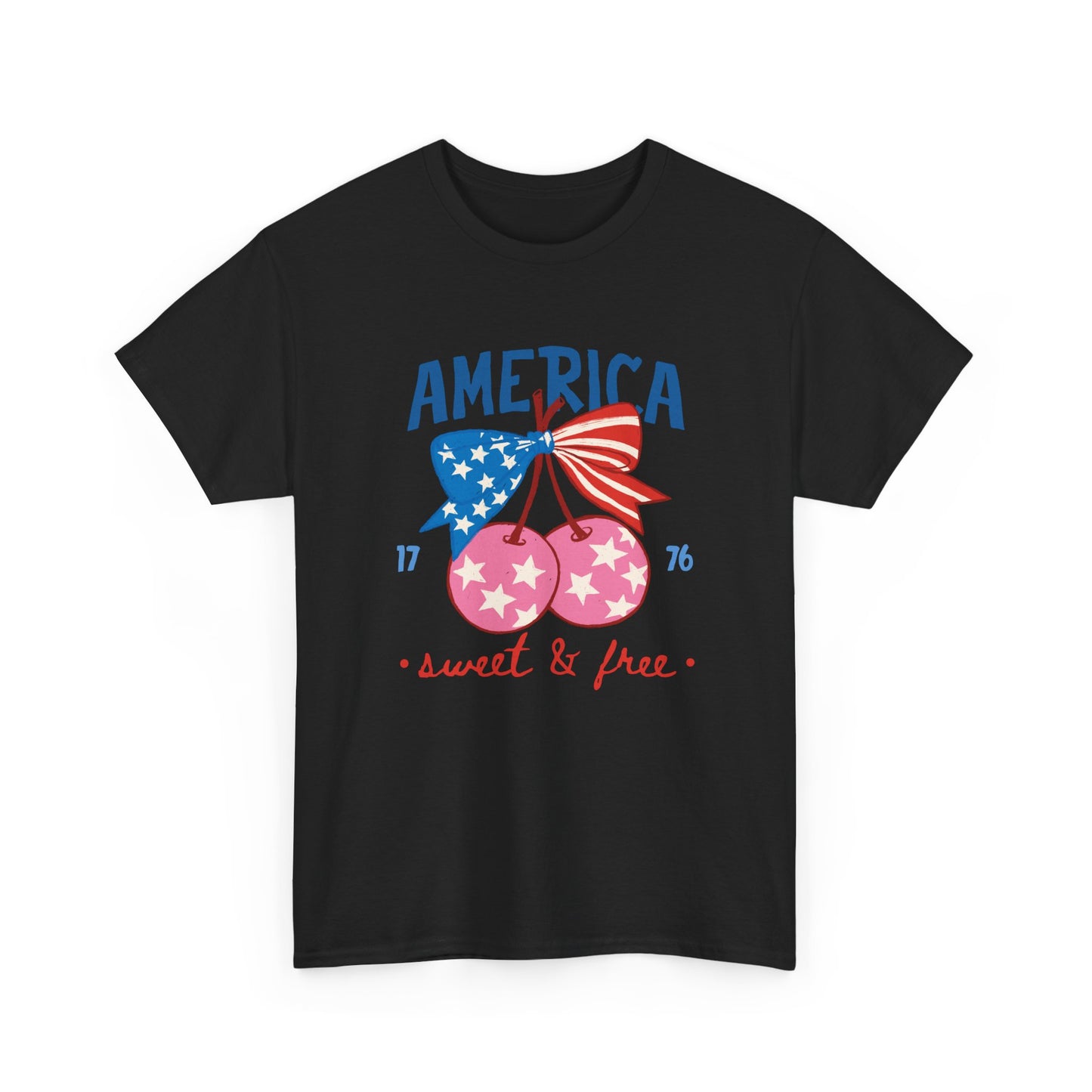 "America Sweet & Free" Patriotic Cherry Tee (1776)