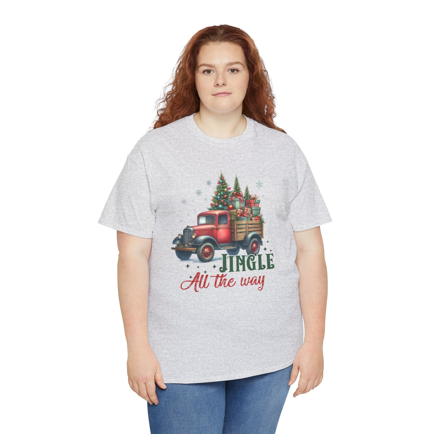 Jingle All the Way Holiday Tee - Heavy Cotton Shirt for Christmas Celebrations