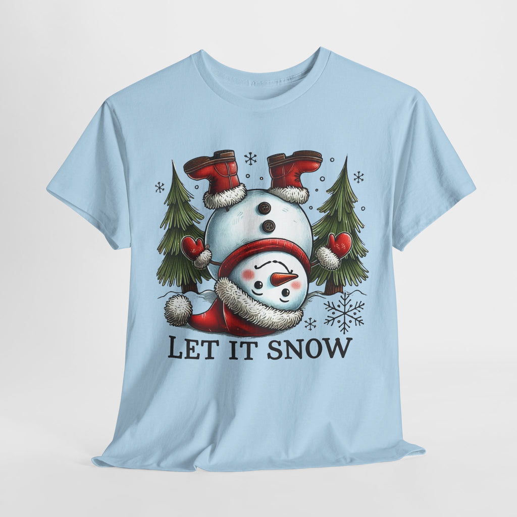 Let It Snow Heavy Cotton Tee - Festive Winter Apparel