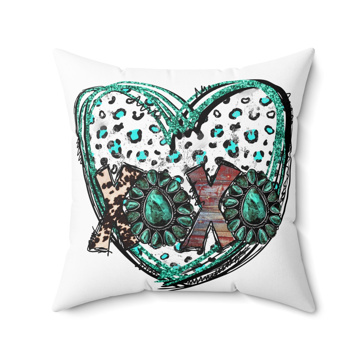 Teal Leopard XOXO Heart