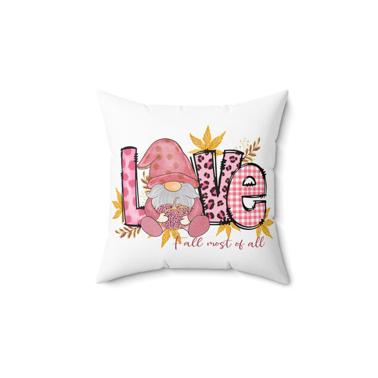 Fall Gnome 'Love' Decorative Pillow - Autumn Accent Throw Cushion