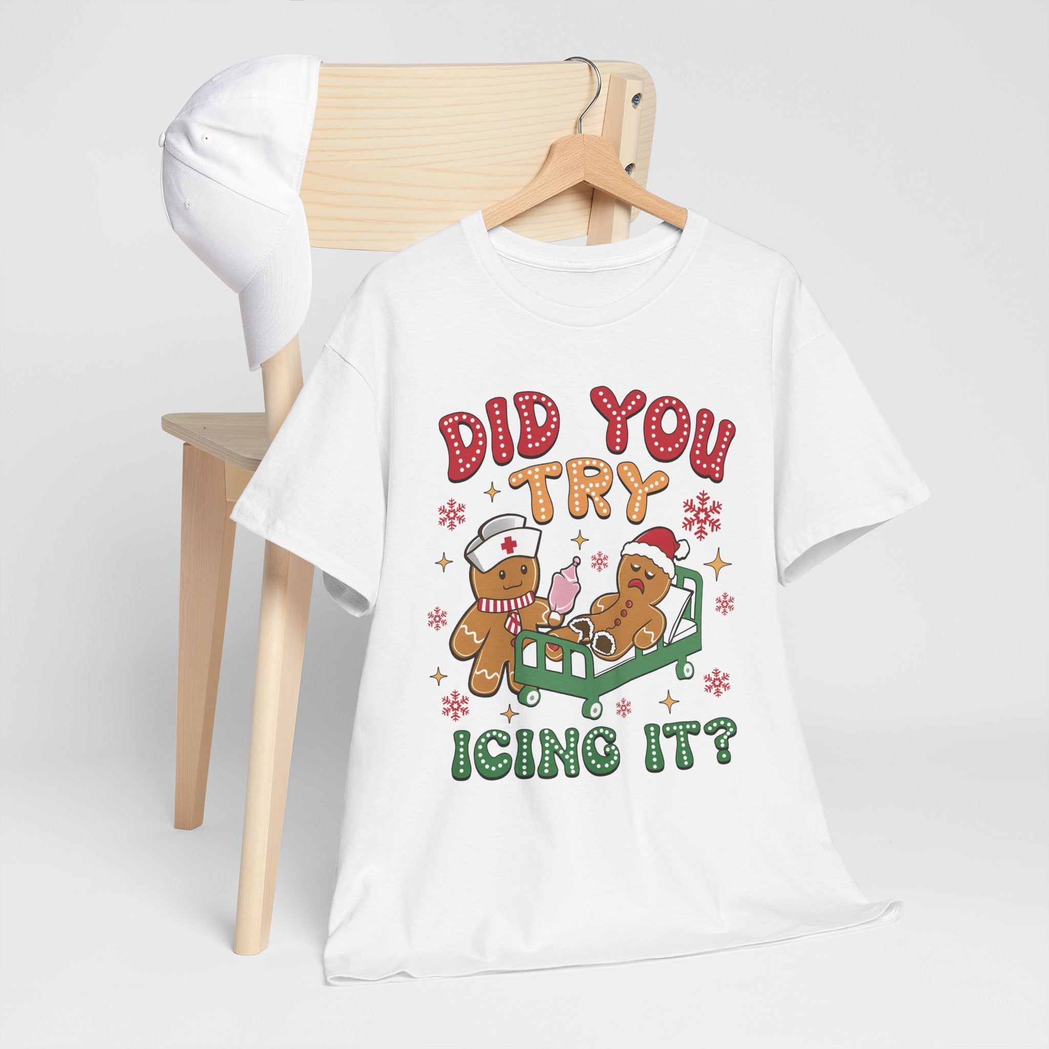 Playful Holiday Heavy Cotton Tee - 'Did You Try Icing It?'