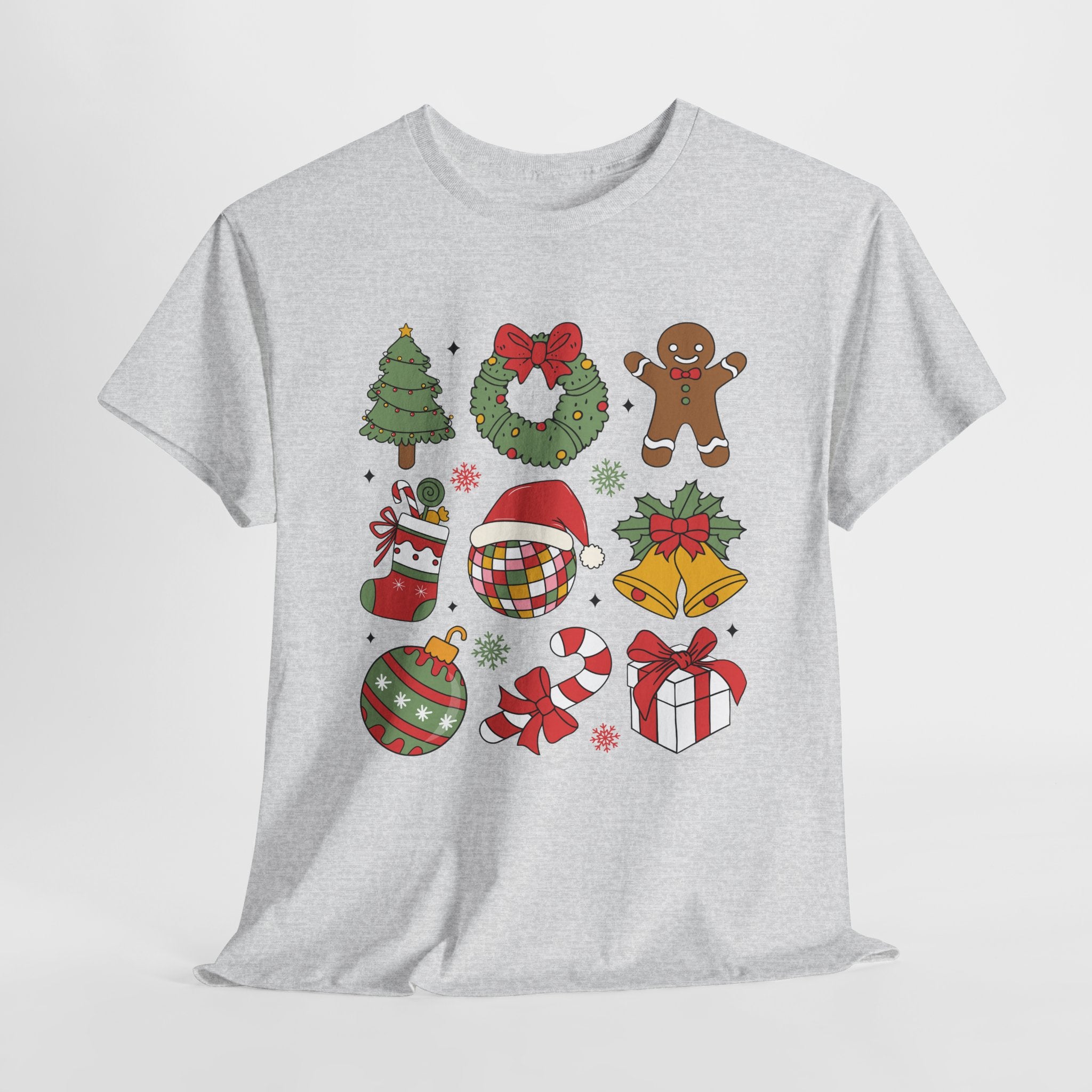 Festive Holiday Heavy Cotton Tee - Christmas Cheer Design