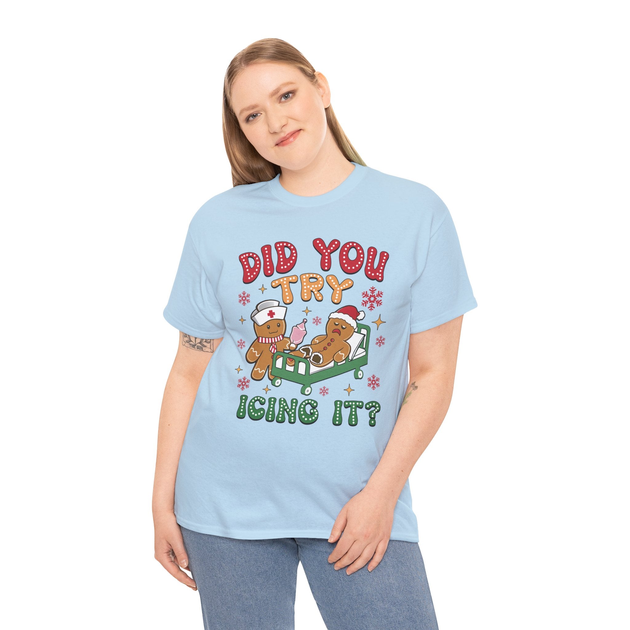 Playful Holiday Heavy Cotton Tee - 'Did You Try Icing It?'