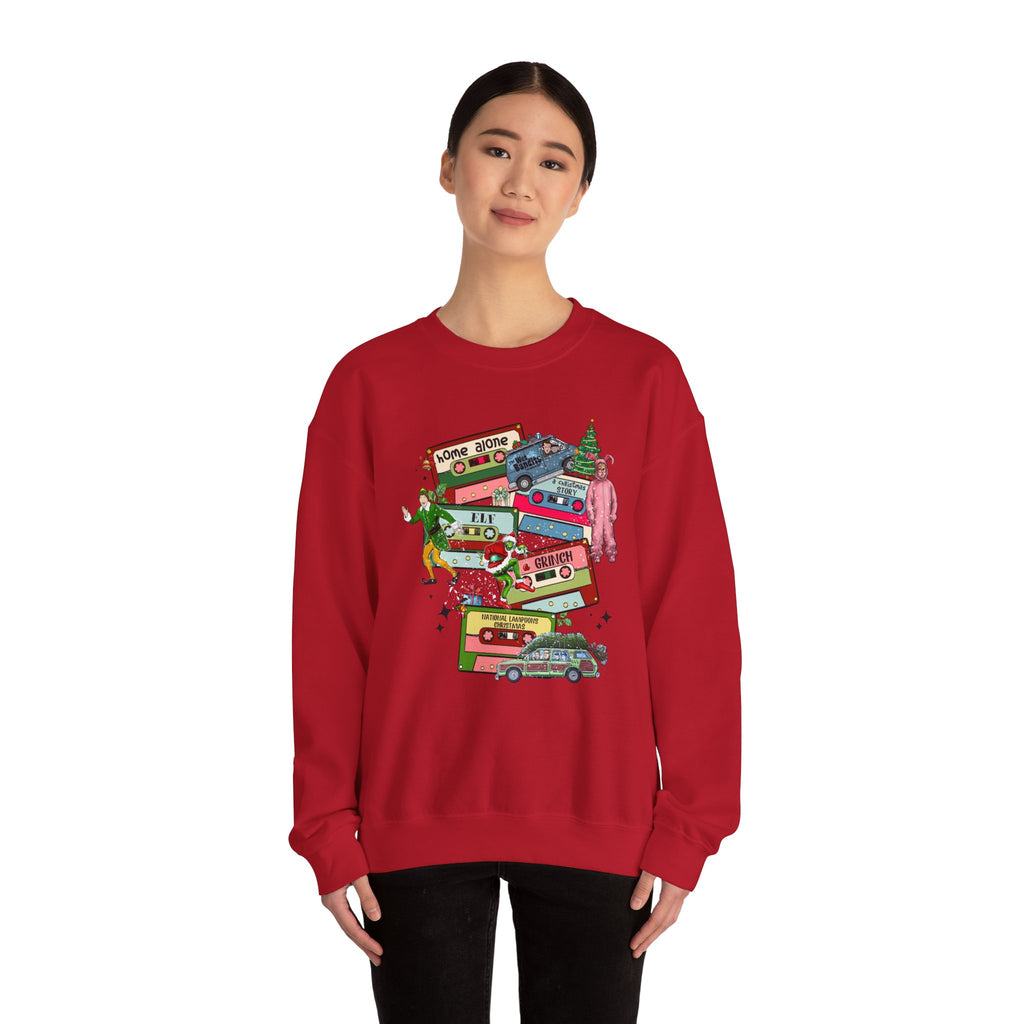 Retro Holiday Movie Crewneck Sweatshirt – Cozy & Festive Design