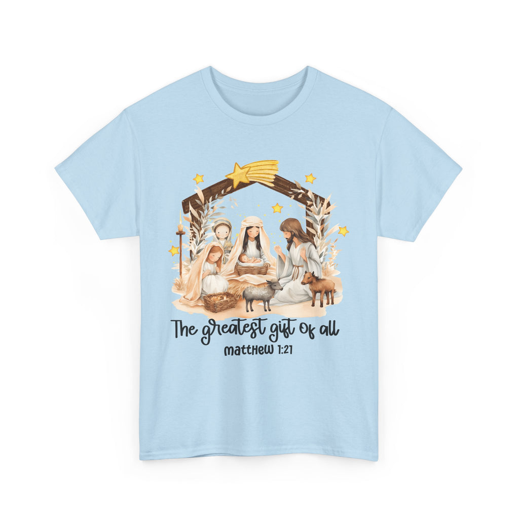 The Greatest Gift of All Heavy Cotton Tee - Christmas Nativity Design